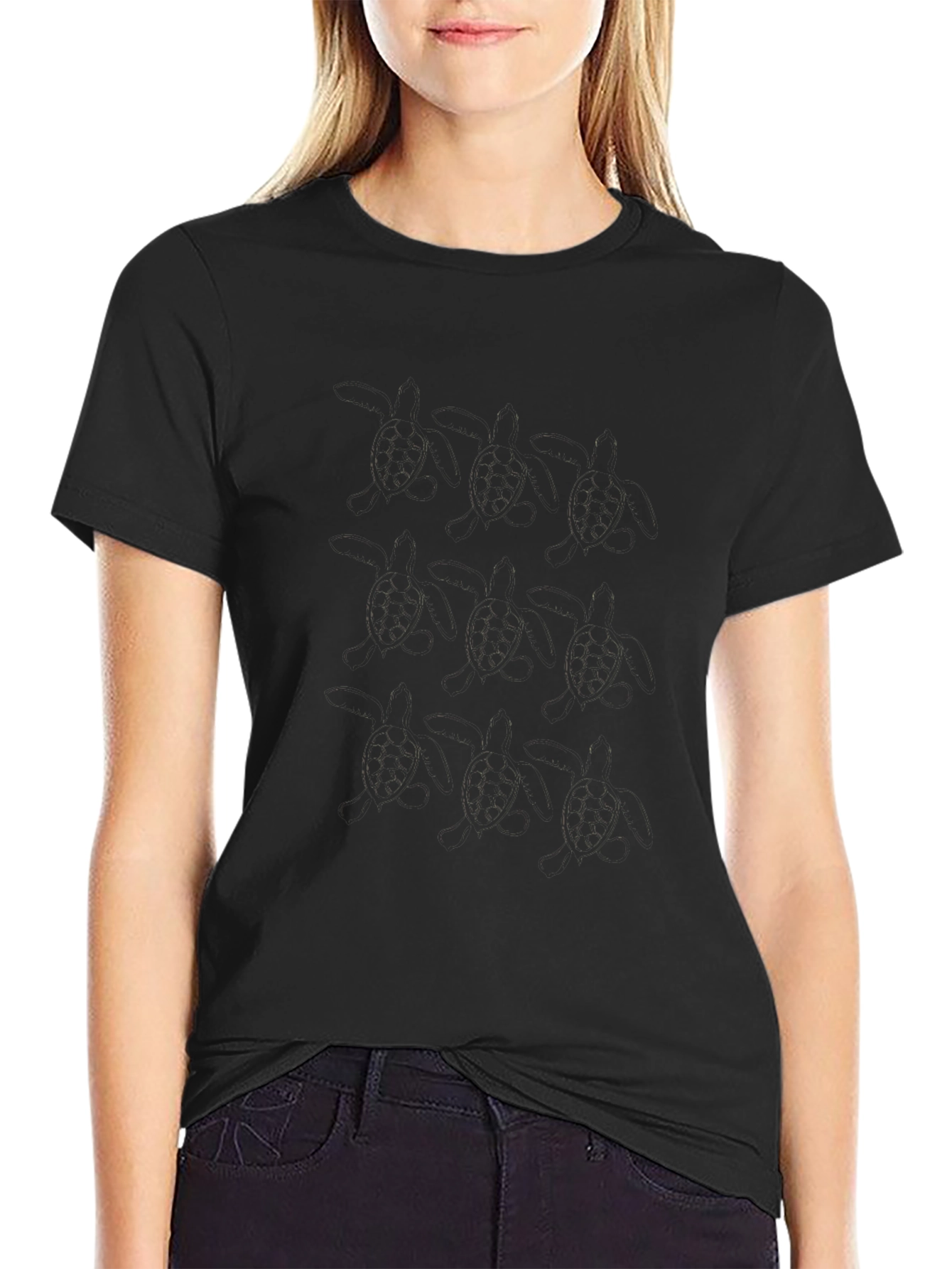 Mens Solid Black Casual T-Shirt