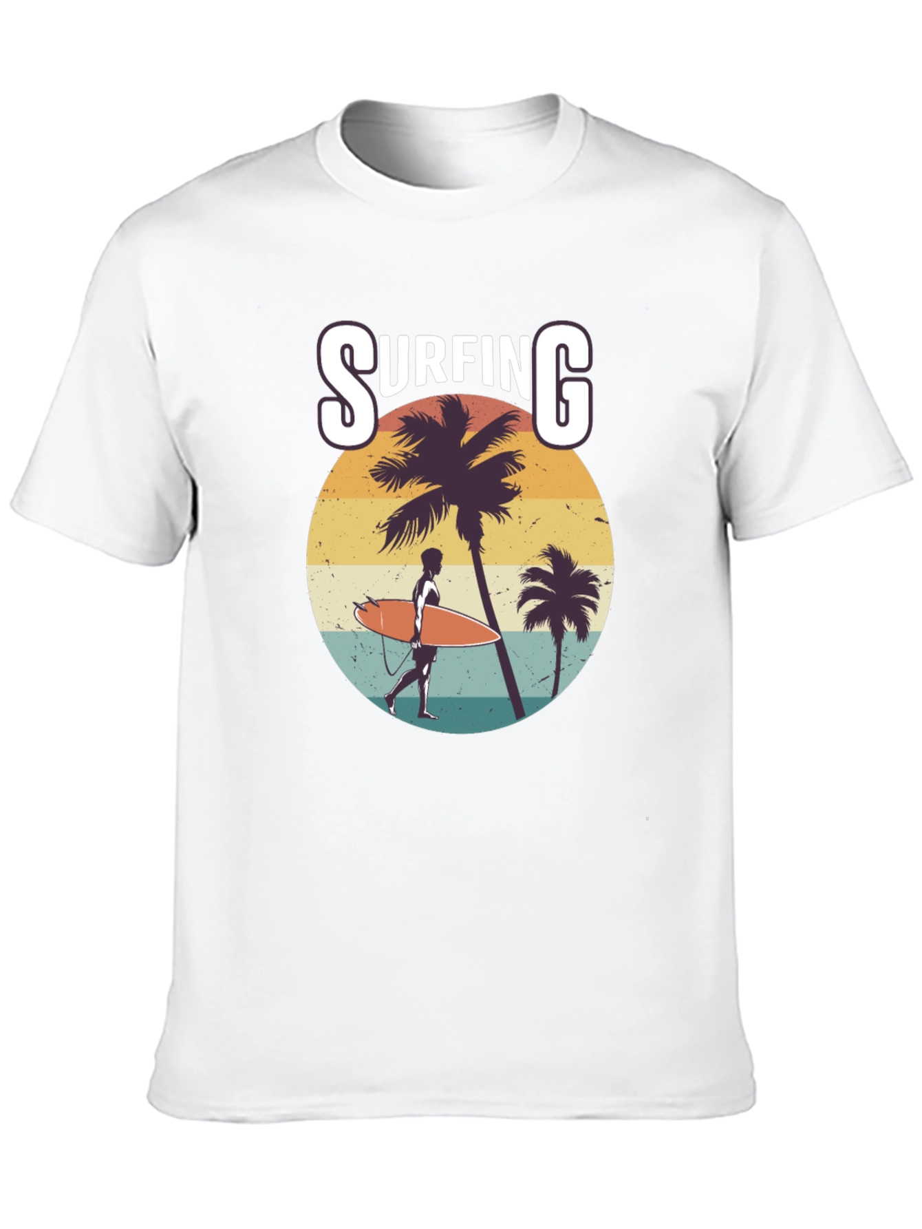 Surfing Graphic Print Black T-Shirt