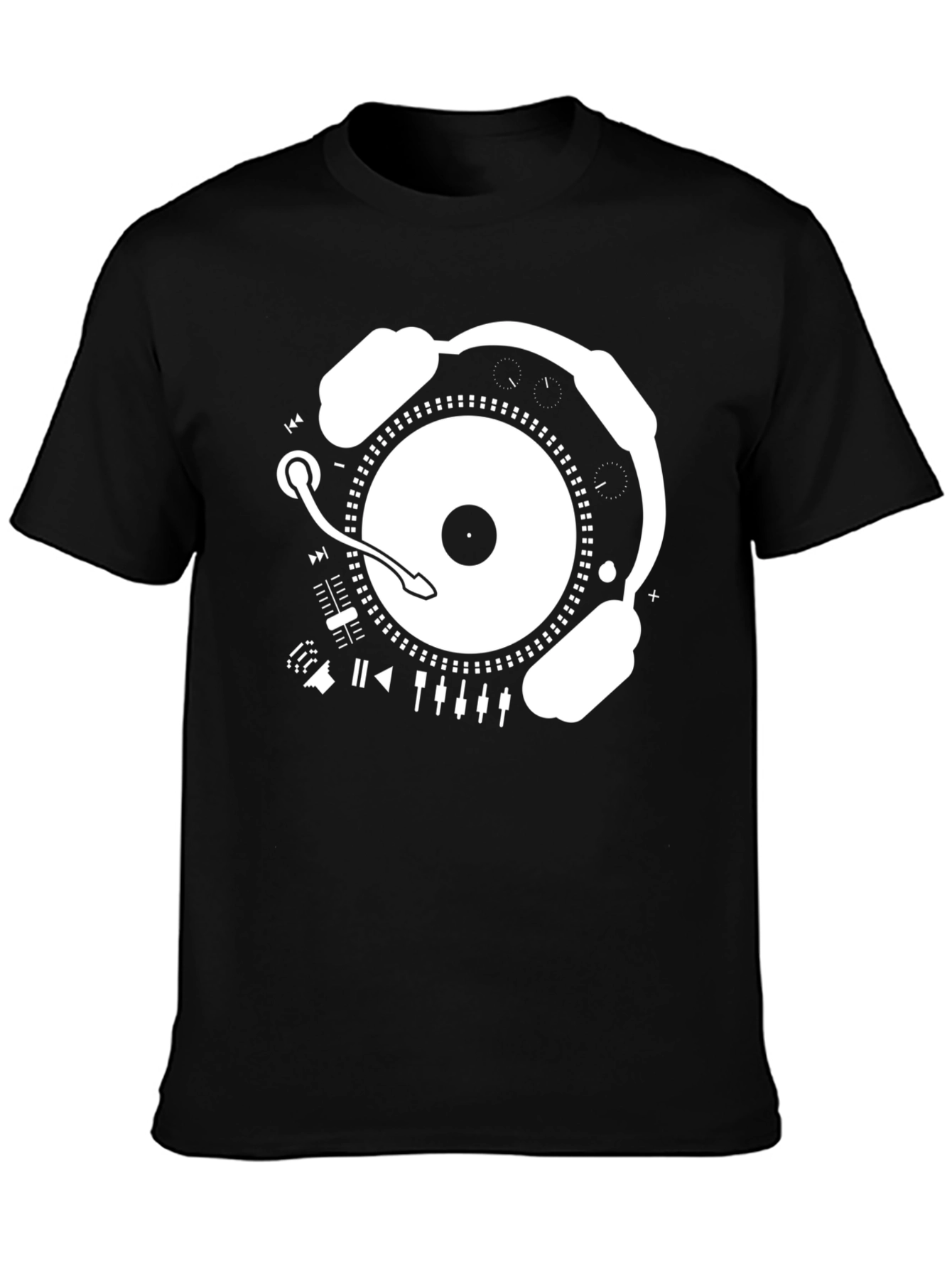 DJ Turntable Headphones Graphic T-Shirt - Music Lover Tee