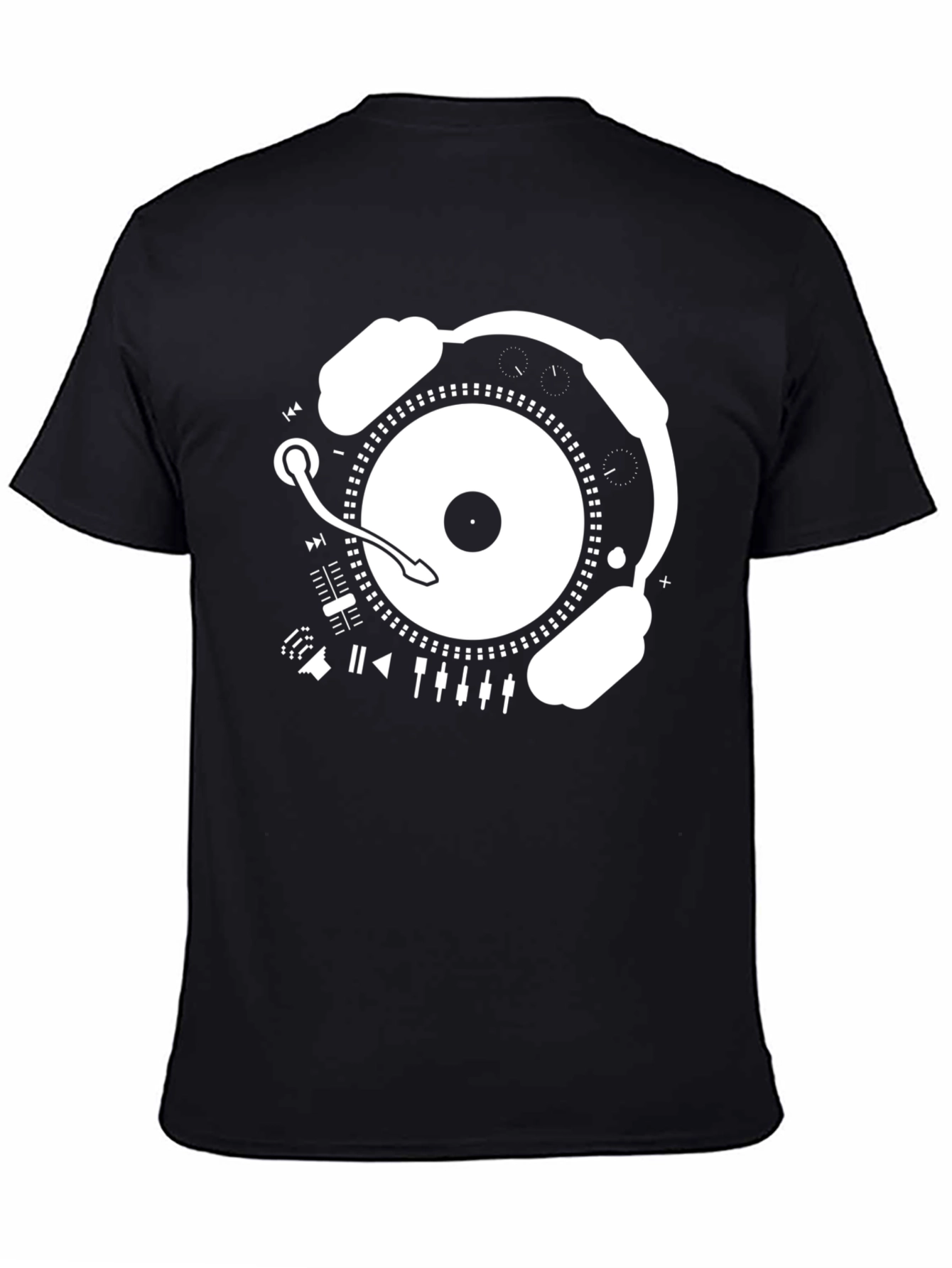 DJ Turntable Headphones Graphic T-Shirt - Music Lover Tee