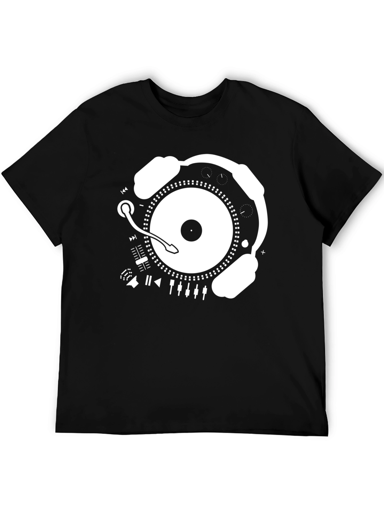 DJ Turntable Headphones Graphic T-Shirt - Music Lover Tee
