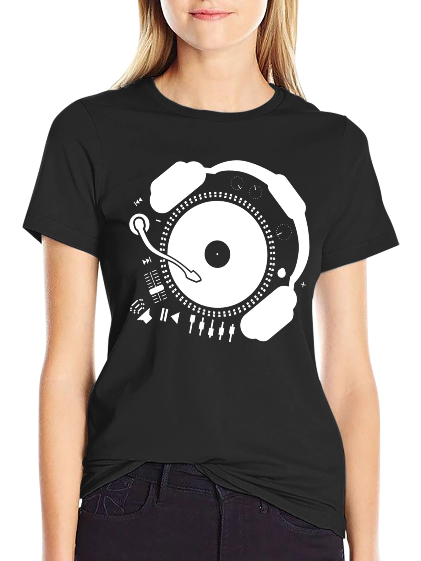 DJ Turntable Headphones Graphic T-Shirt - Music Lover Tee