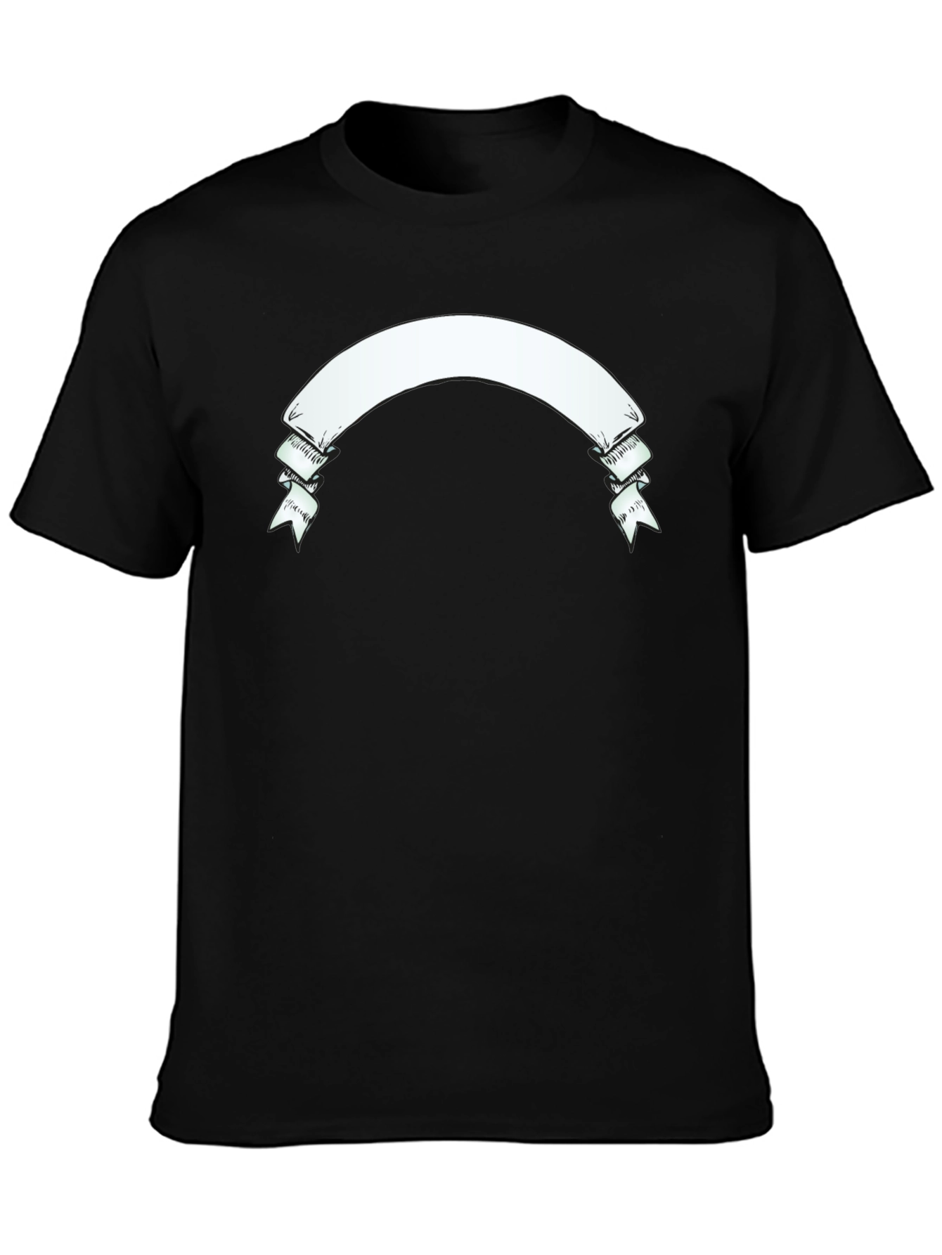 Mens Black Graphic T-Shirt with Banner Design