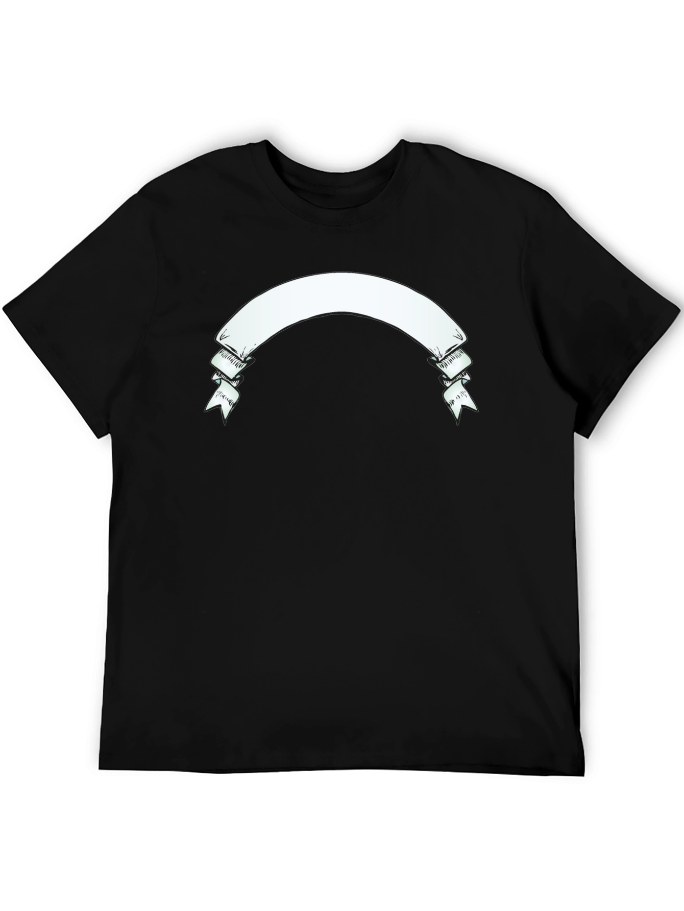 Mens Black Graphic T-Shirt with Banner Design