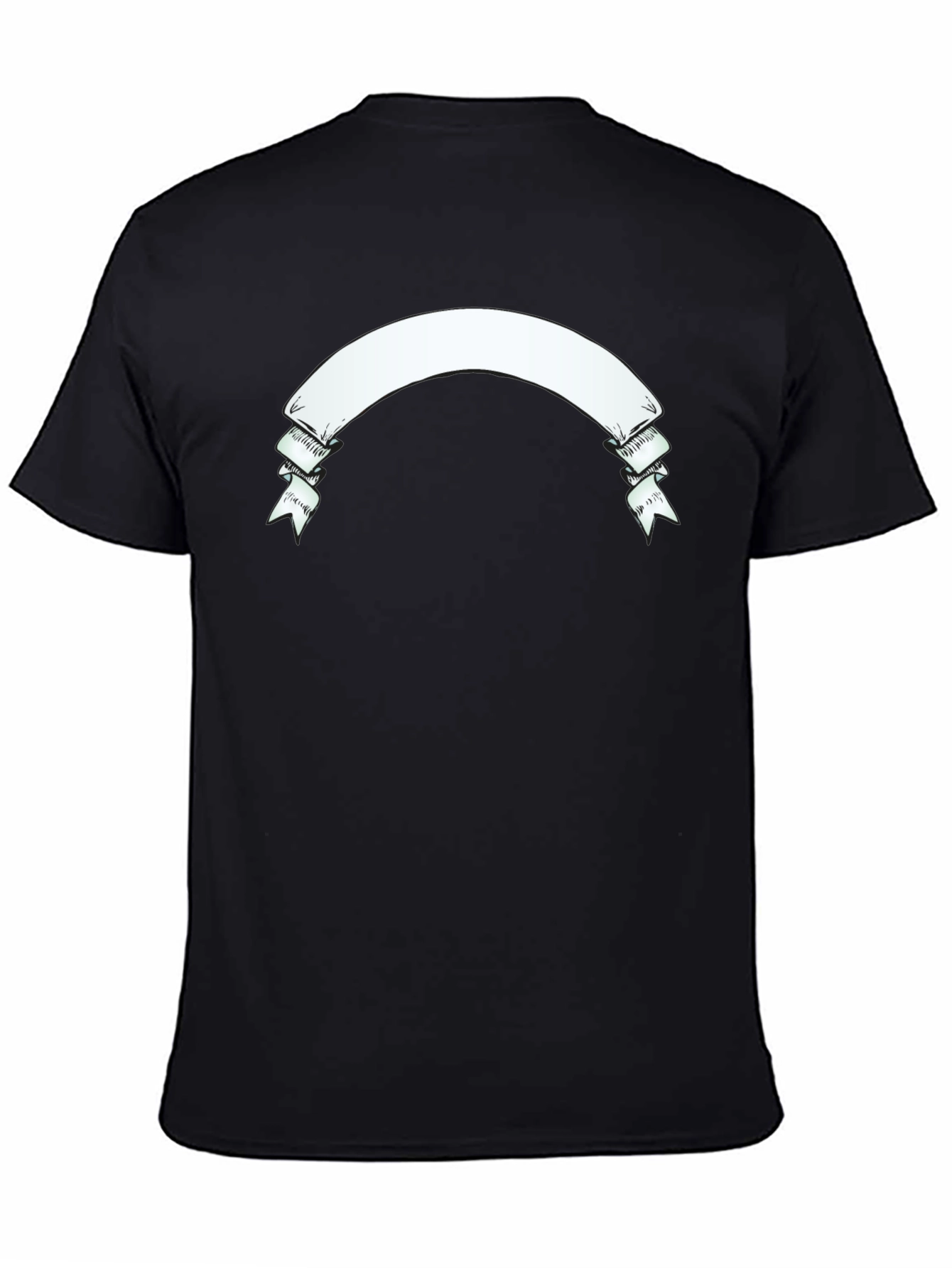 Mens Black Graphic T-Shirt with Banner Design