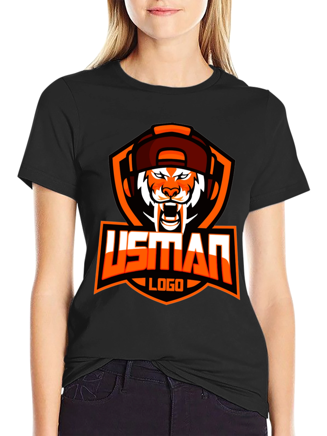 USMAN Gaming Logo Black T-Shirt