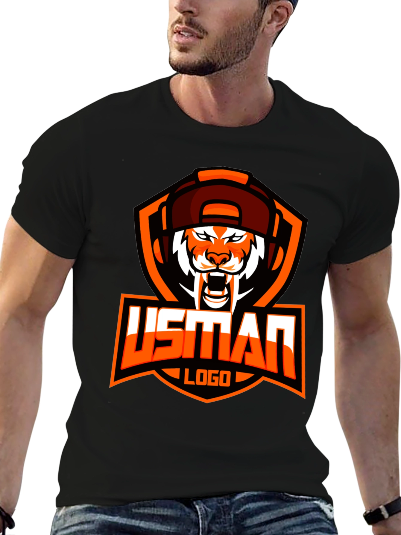 USMAN Gaming Logo Black T-Shirt