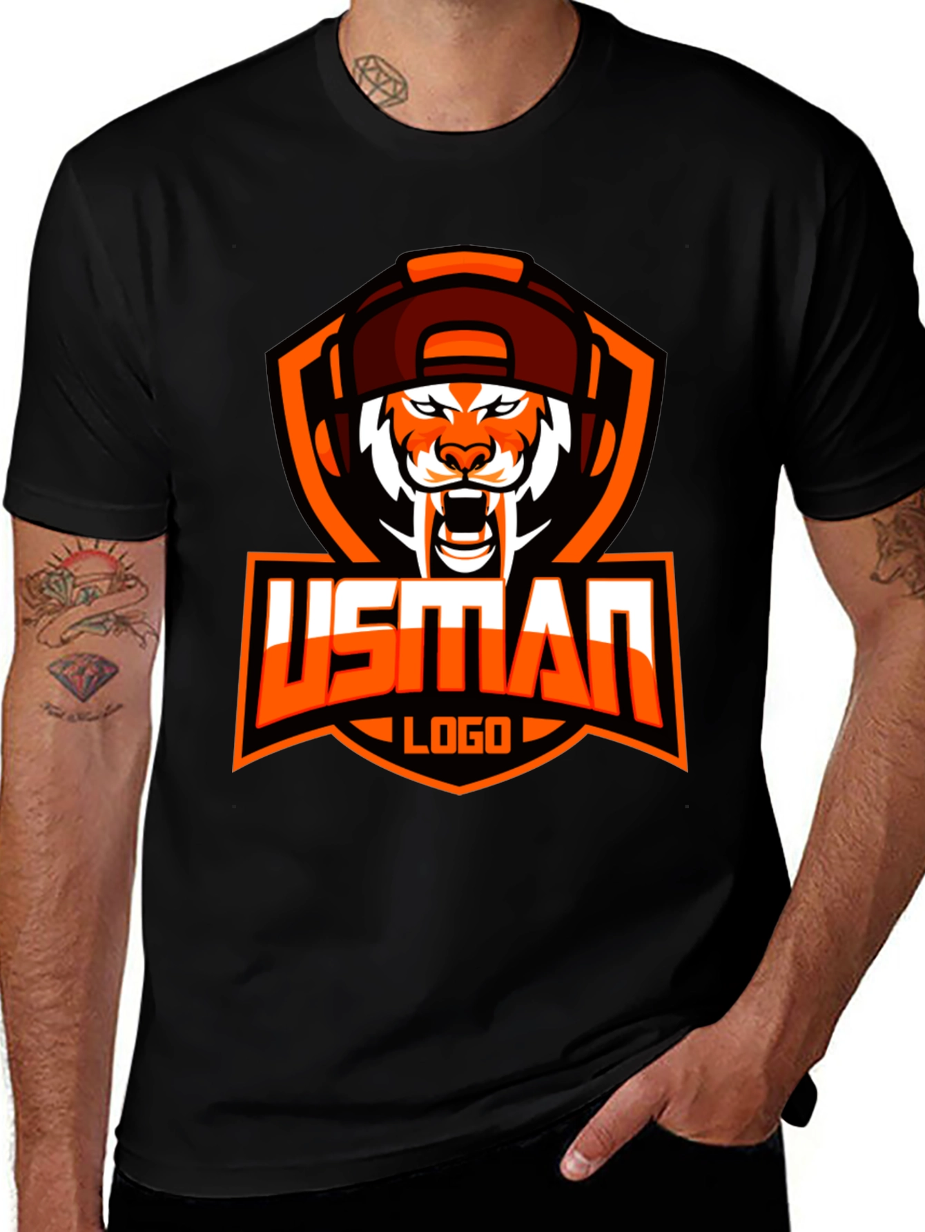 USMAN Gaming Logo Black T-Shirt