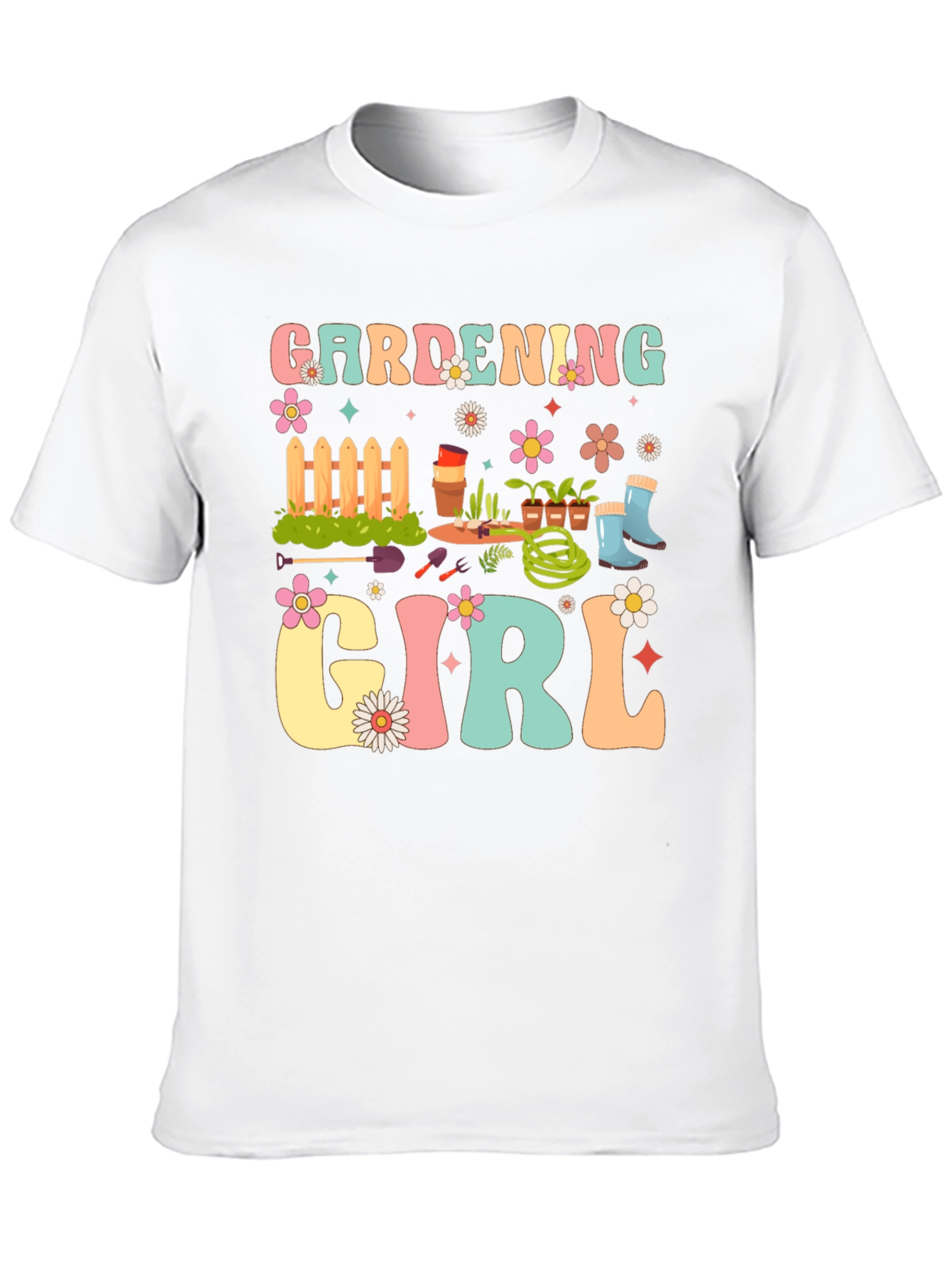 Gardening Girl Graphic Tee - Retro Floral Design