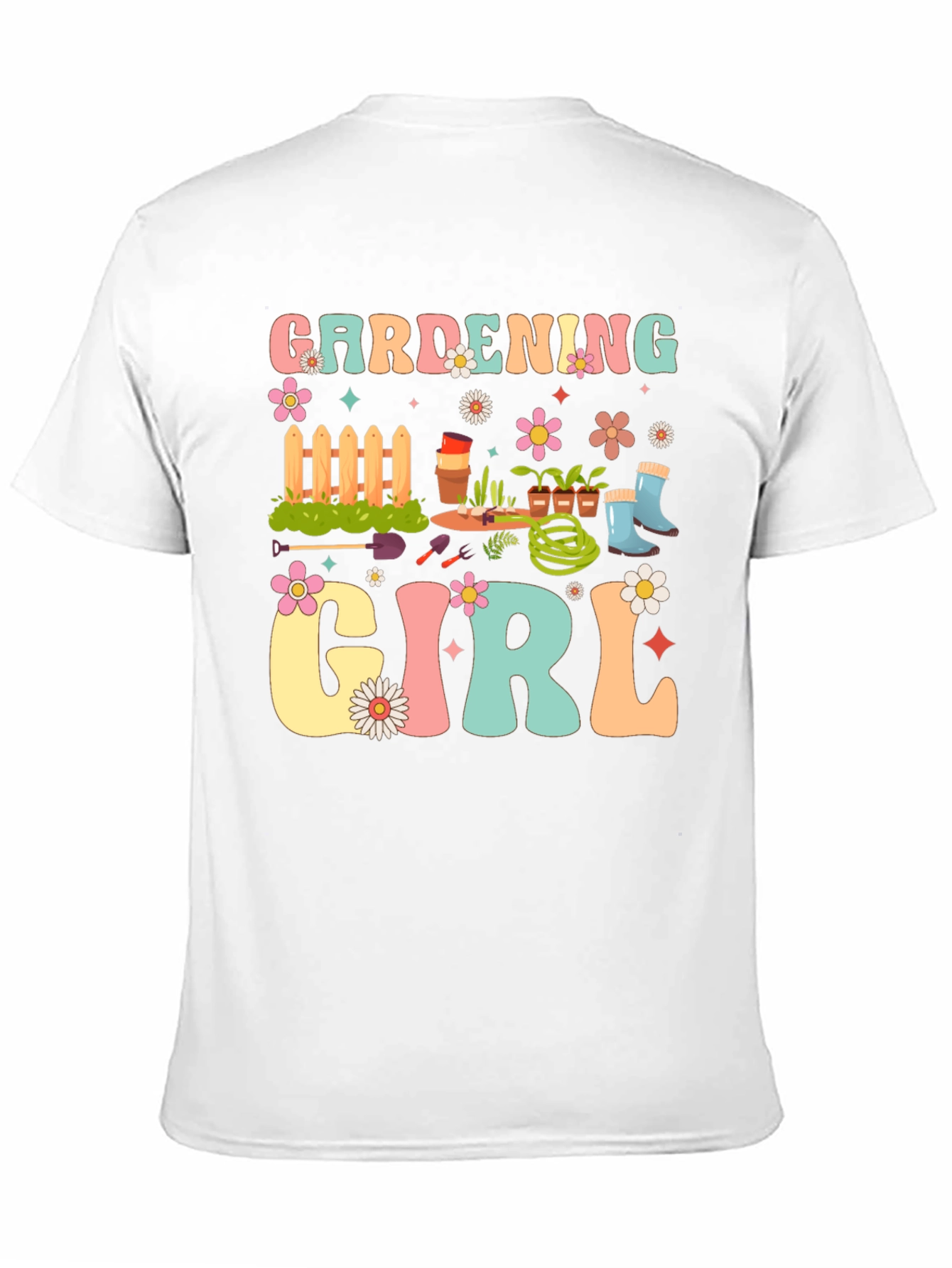 Gardening Girl Graphic Tee - Retro Floral Design