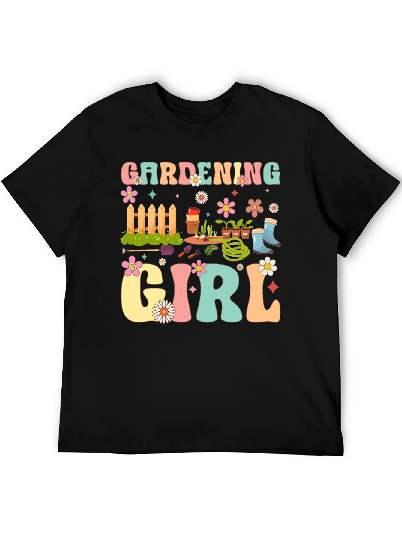 Gardening Girl Graphic Tee - Retro Floral Design