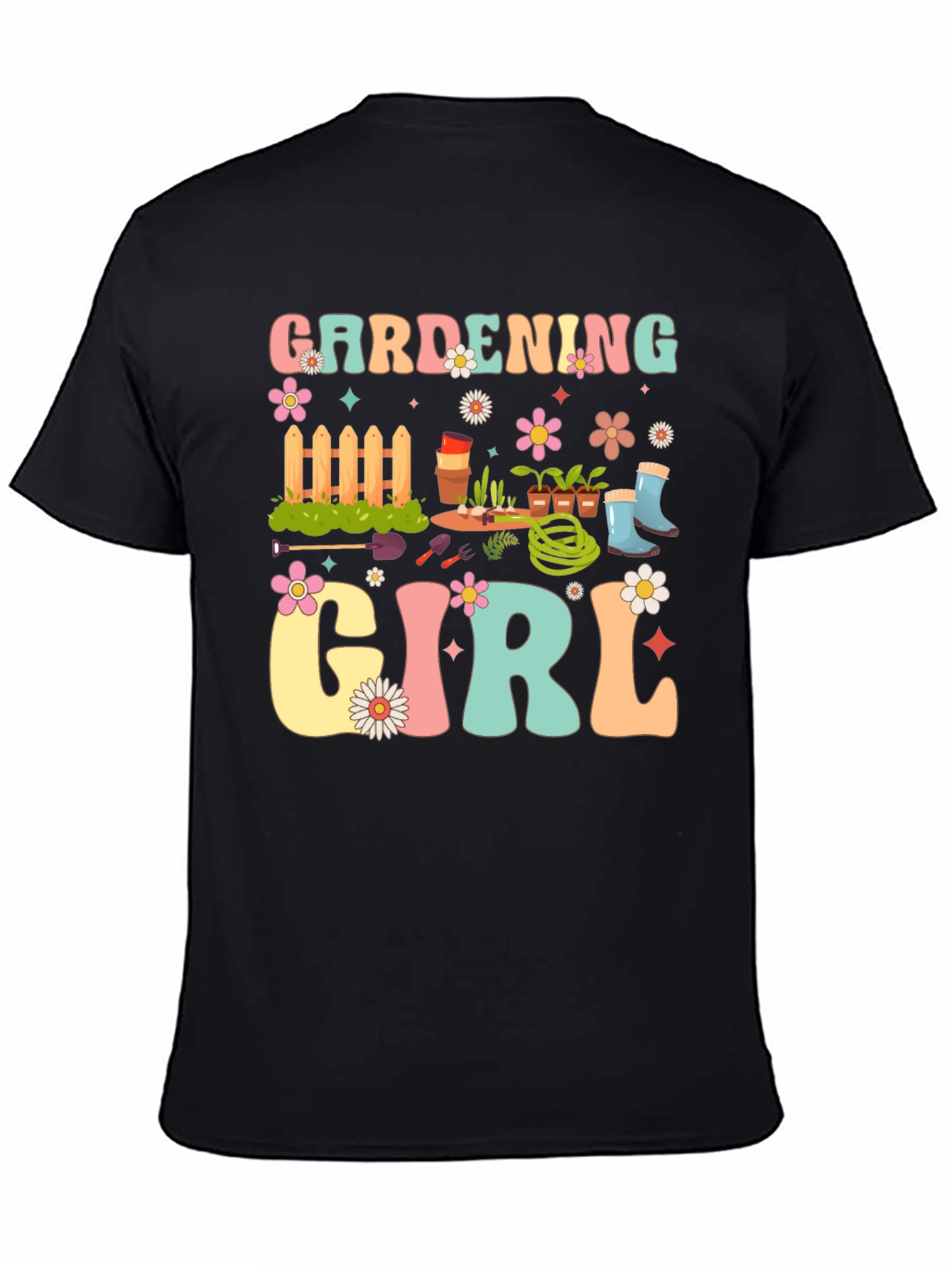 Gardening Girl Graphic Tee - Retro Floral Design