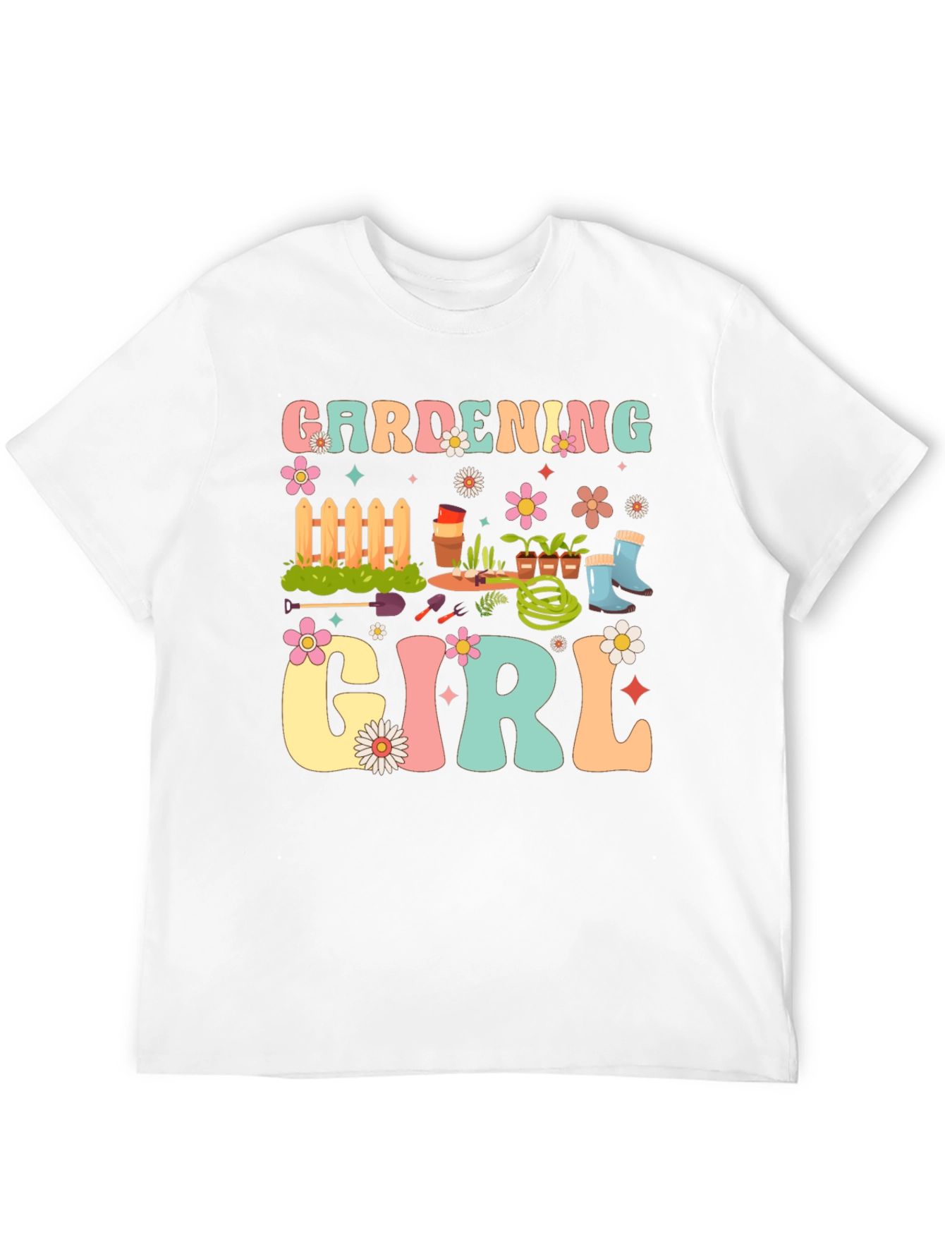 Gardening Girl Graphic Tee - Retro Floral Design