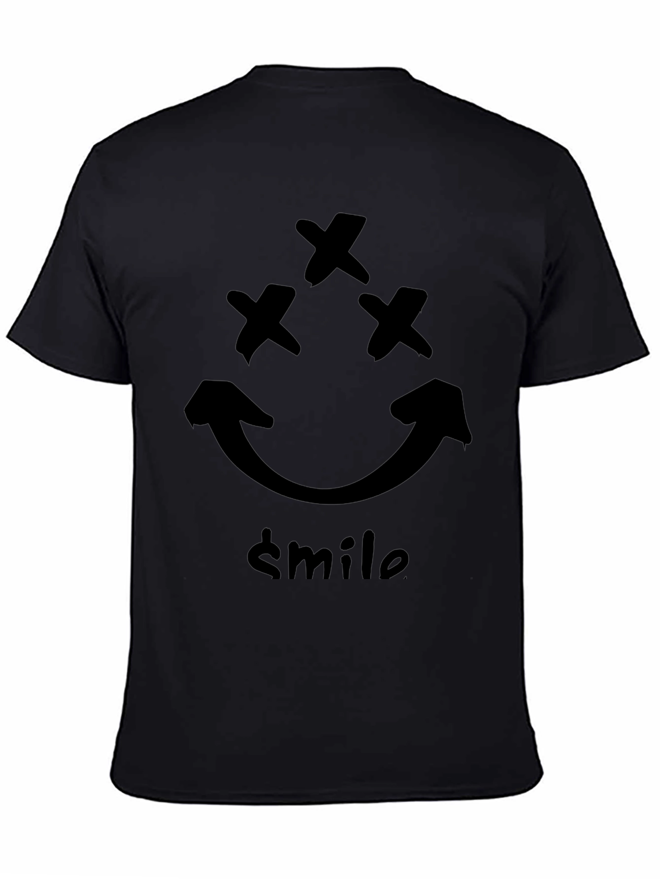 X-Eyed Smiley Face Graphic Tee - Black