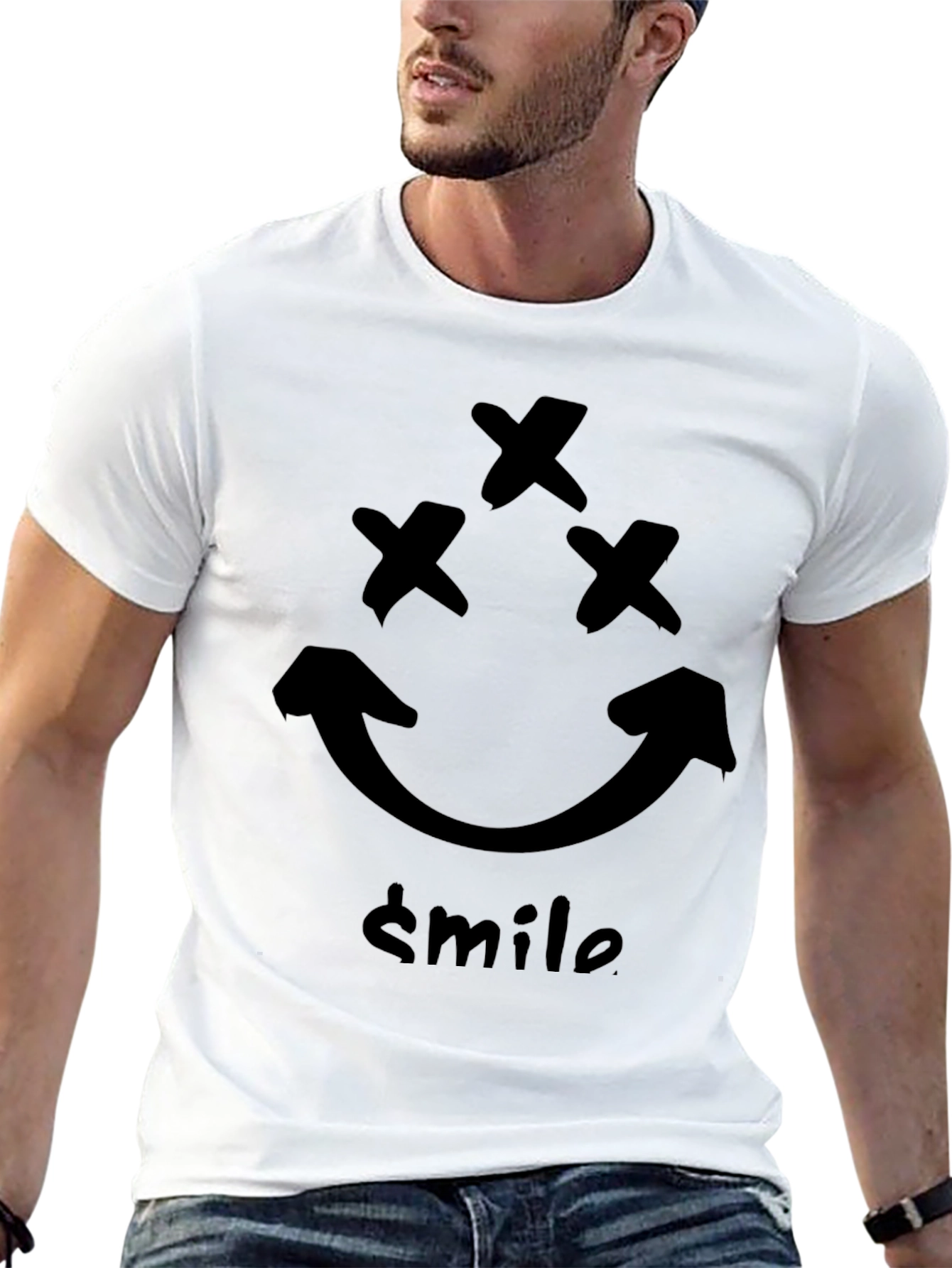 X-Eyed Smiley Face Graphic Tee - Black