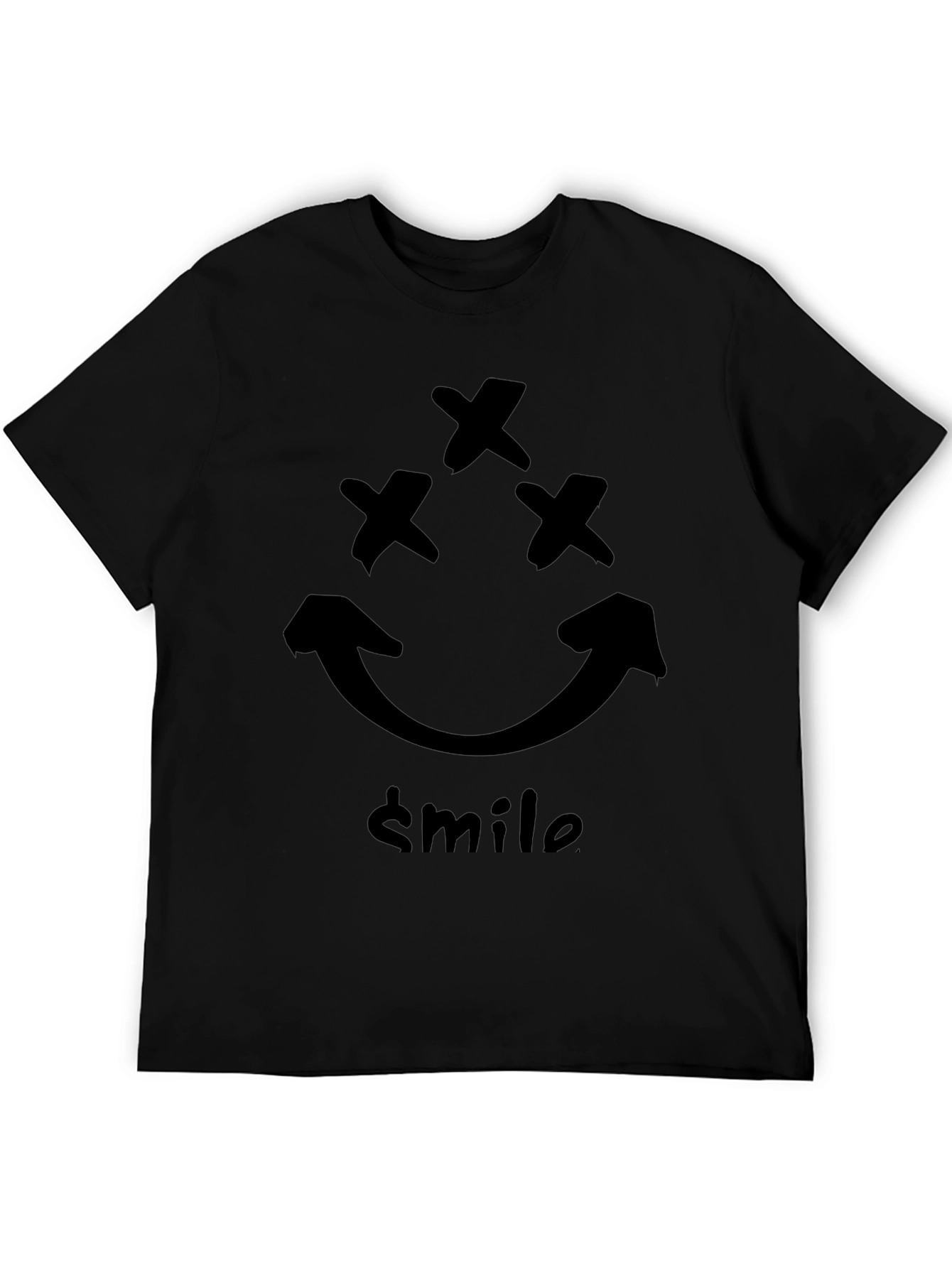 X-Eyed Smiley Face Graphic Tee - Black