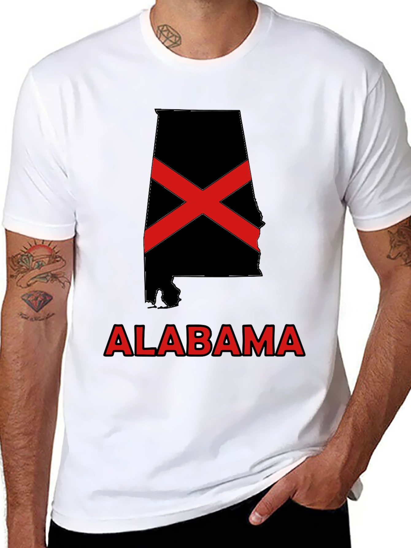 Alabama State Flag Black T-Shirt