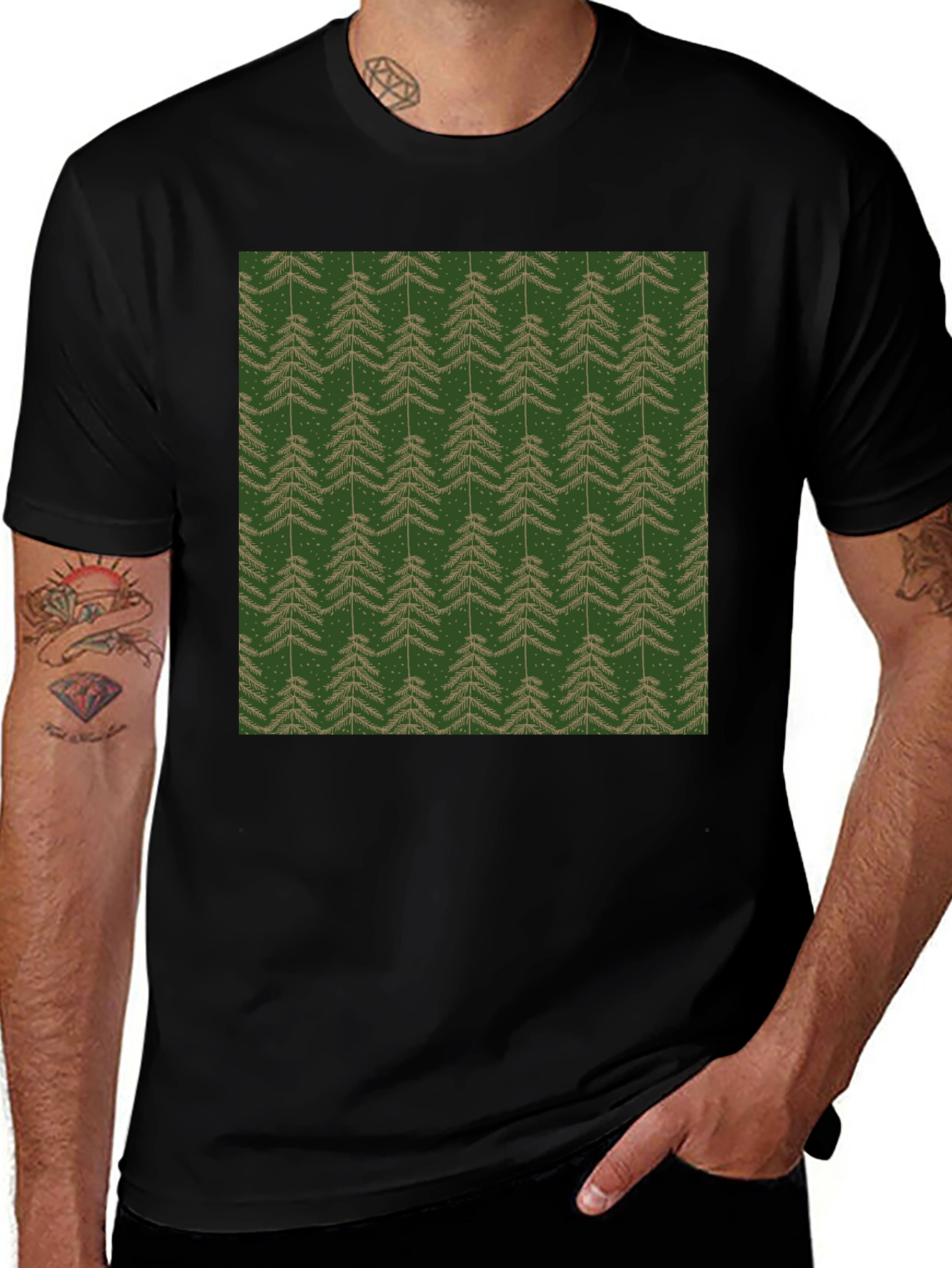 Evergreen Tree Pattern T-Shirt