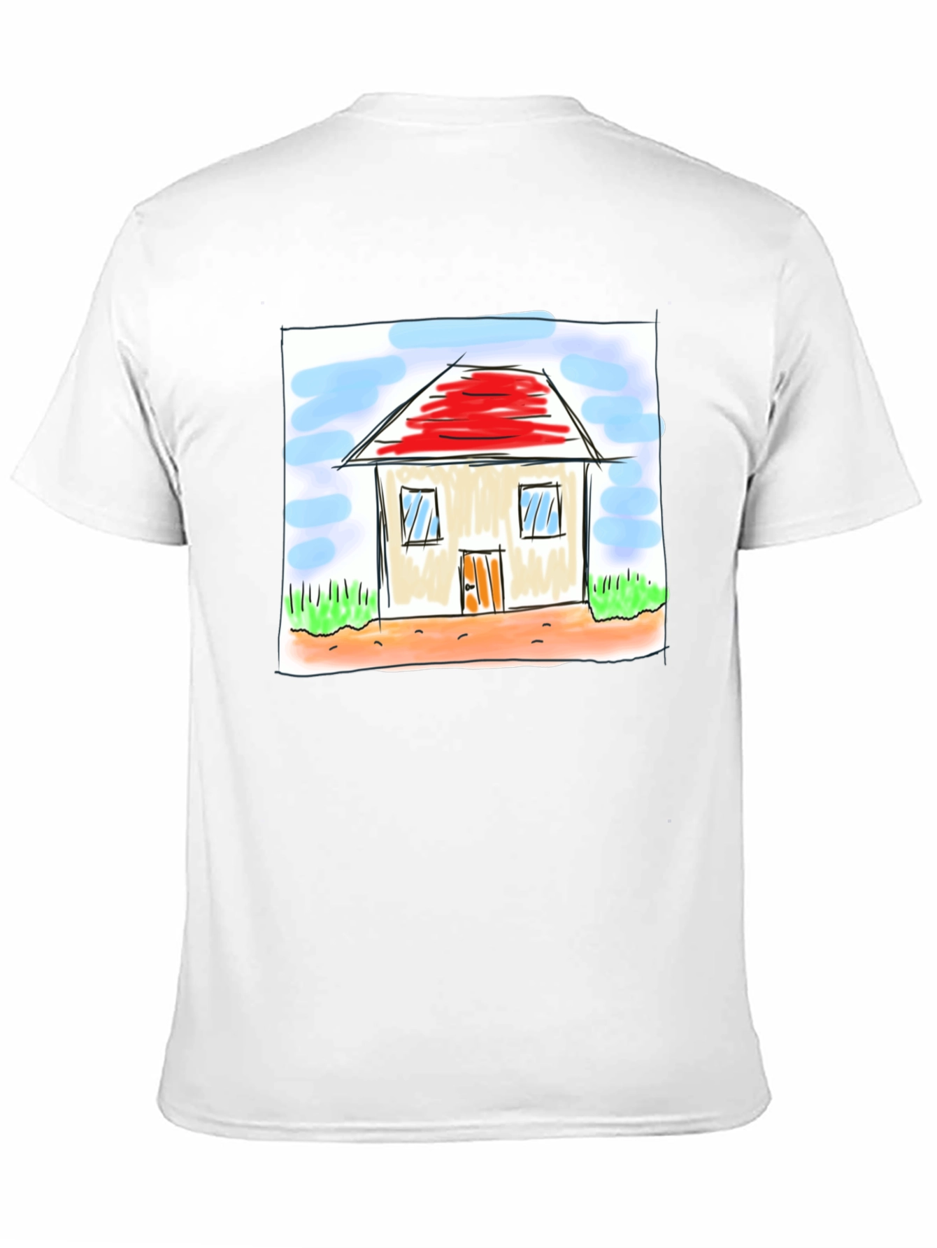 Cute House Drawing Black T-Shirt