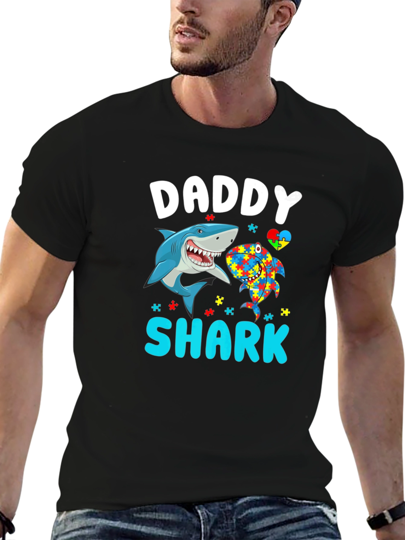 Daddy Shark Autism Awareness T-Shirt
