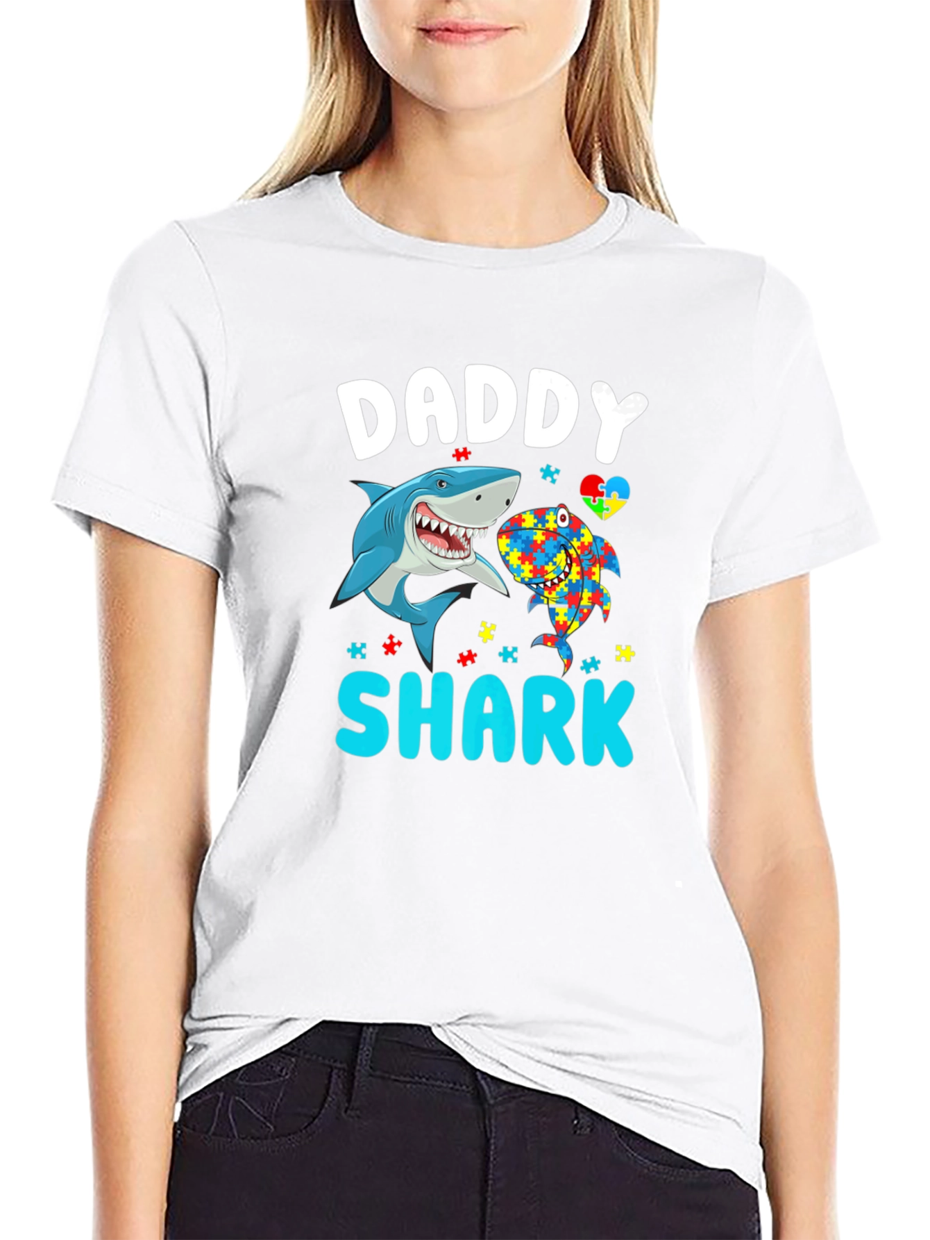 Daddy Shark Autism Awareness T-Shirt