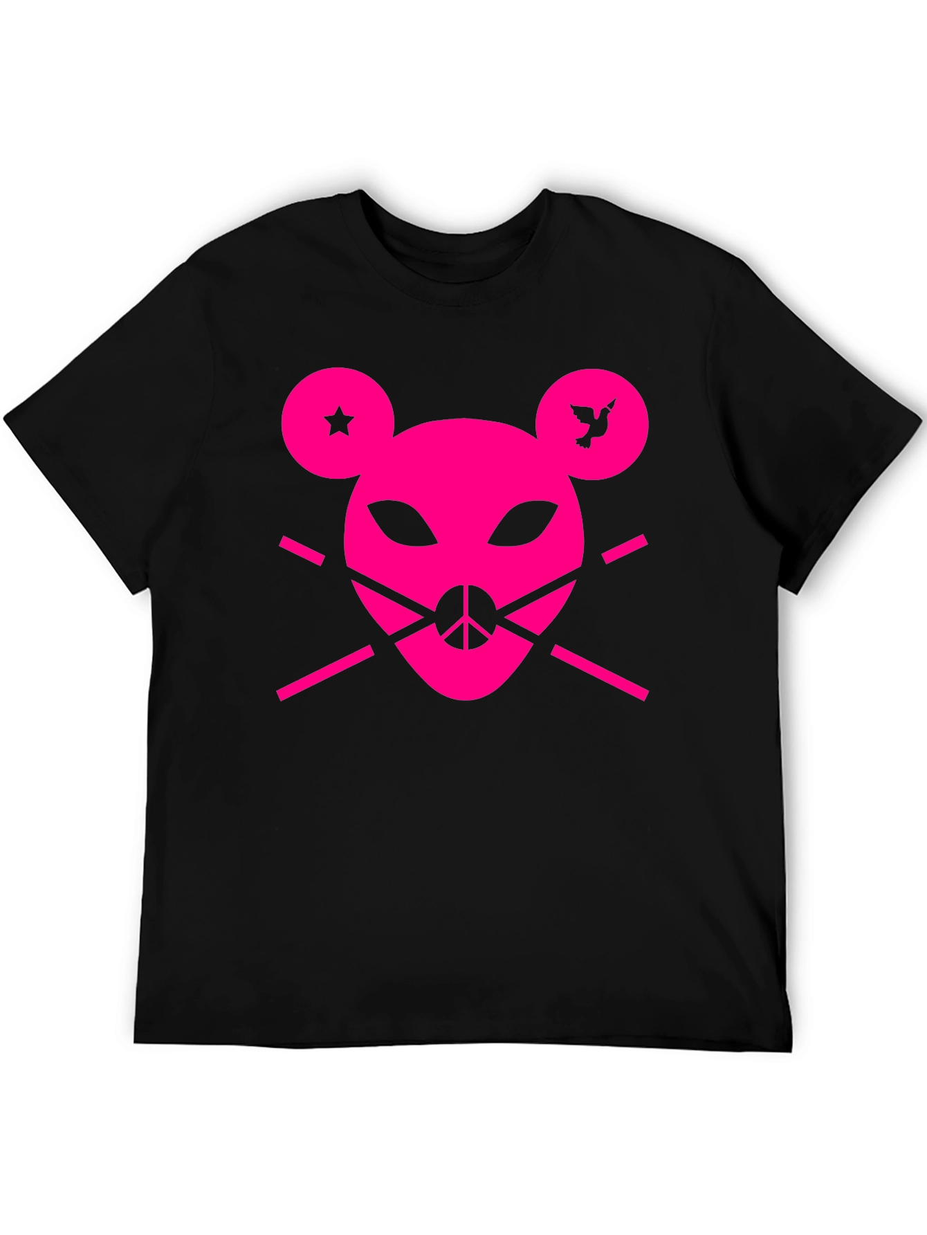 Peace Punk Graphic Tee - Black Cotton T-Shirt