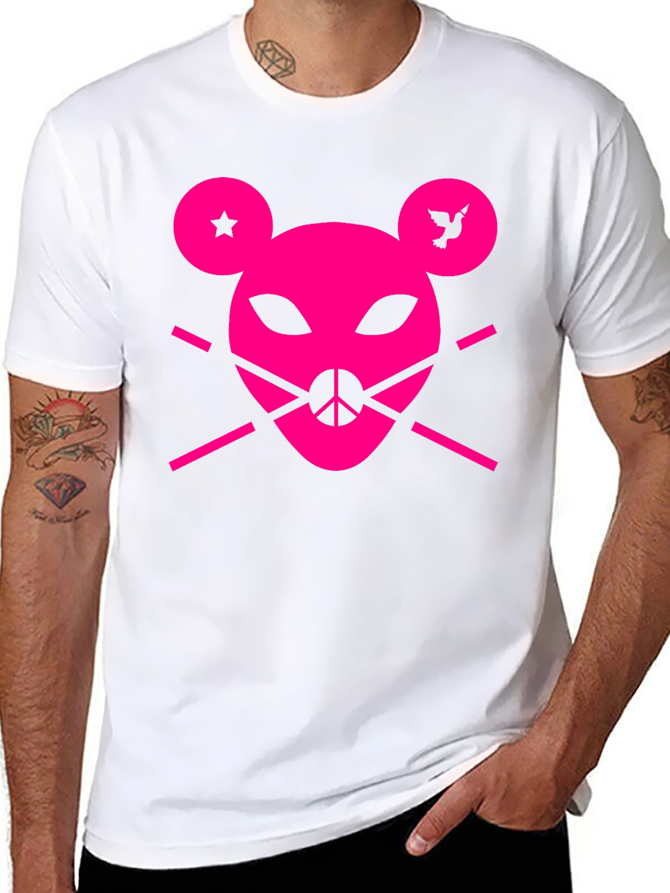 Peace Punk Graphic Tee - Black Cotton T-Shirt
