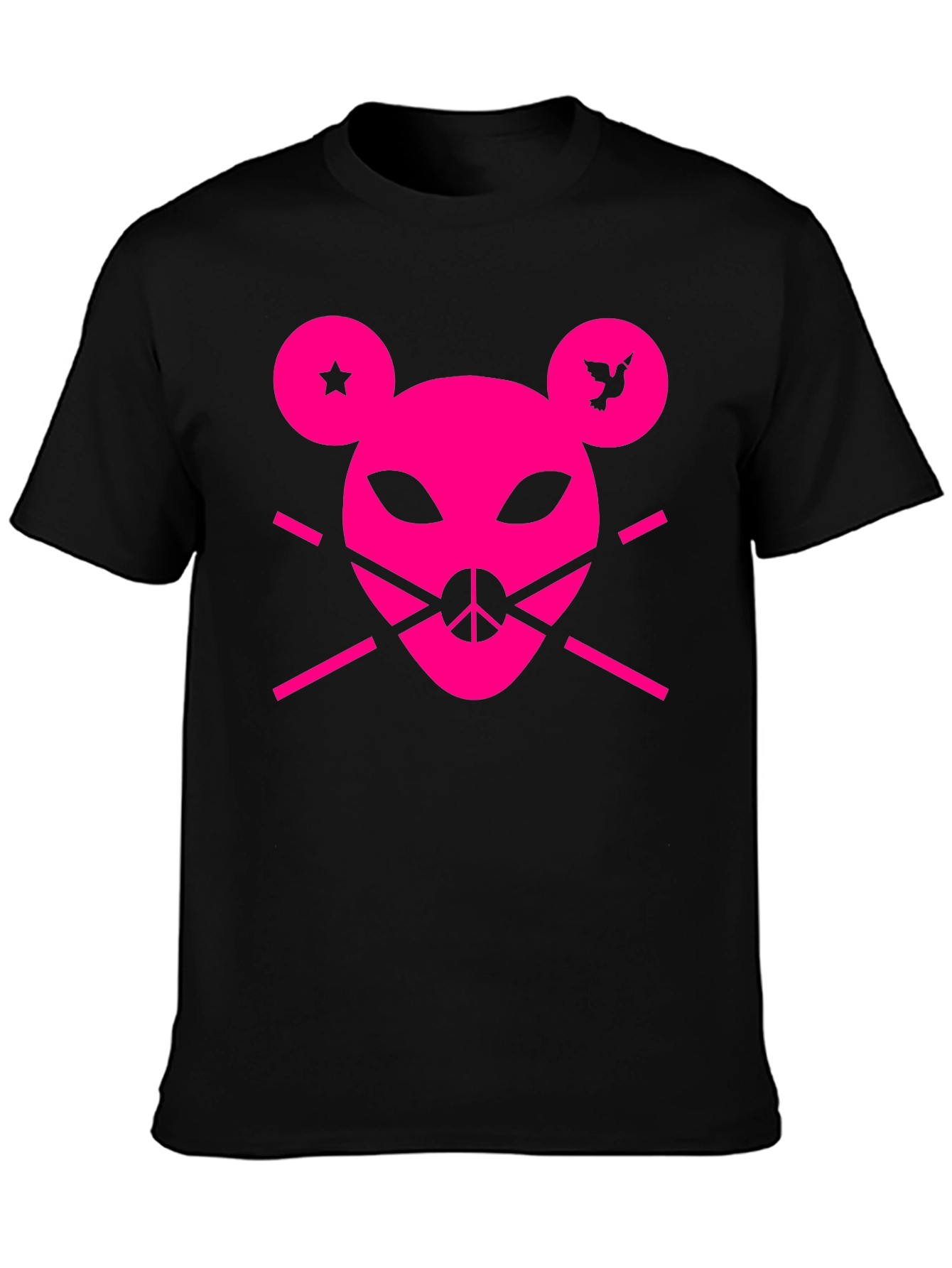 Peace Punk Graphic Tee - Black Cotton T-Shirt
