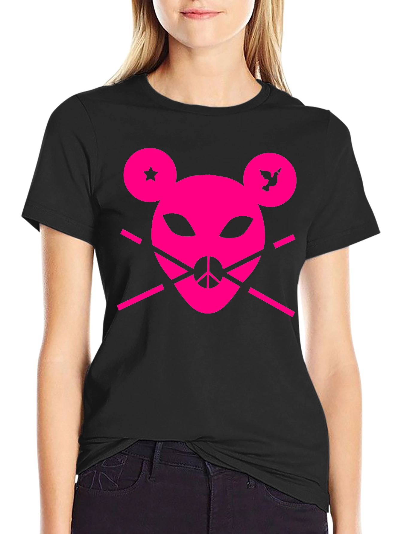 Peace Punk Graphic Tee - Black Cotton T-Shirt