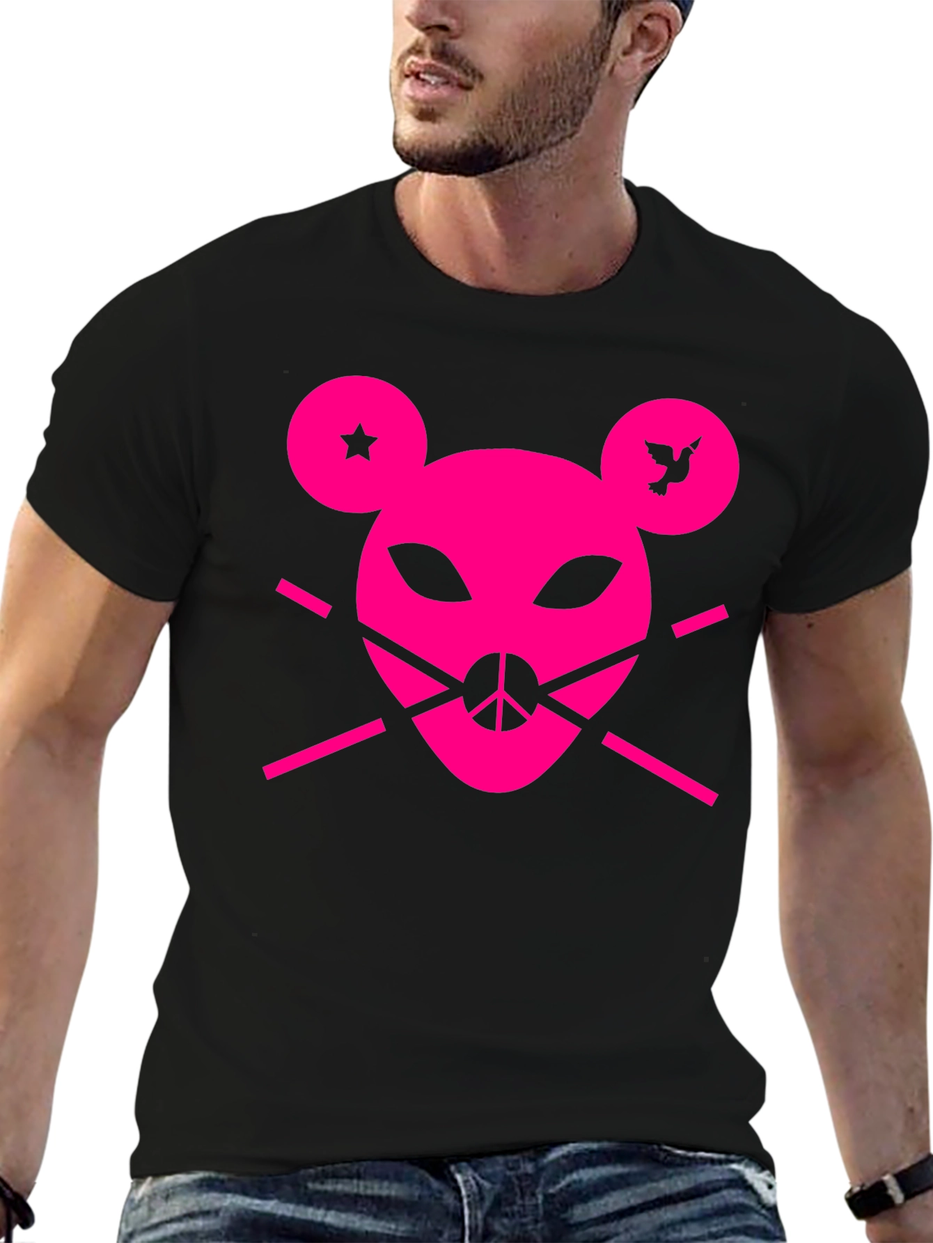 Peace Punk Graphic Tee - Black Cotton T-Shirt