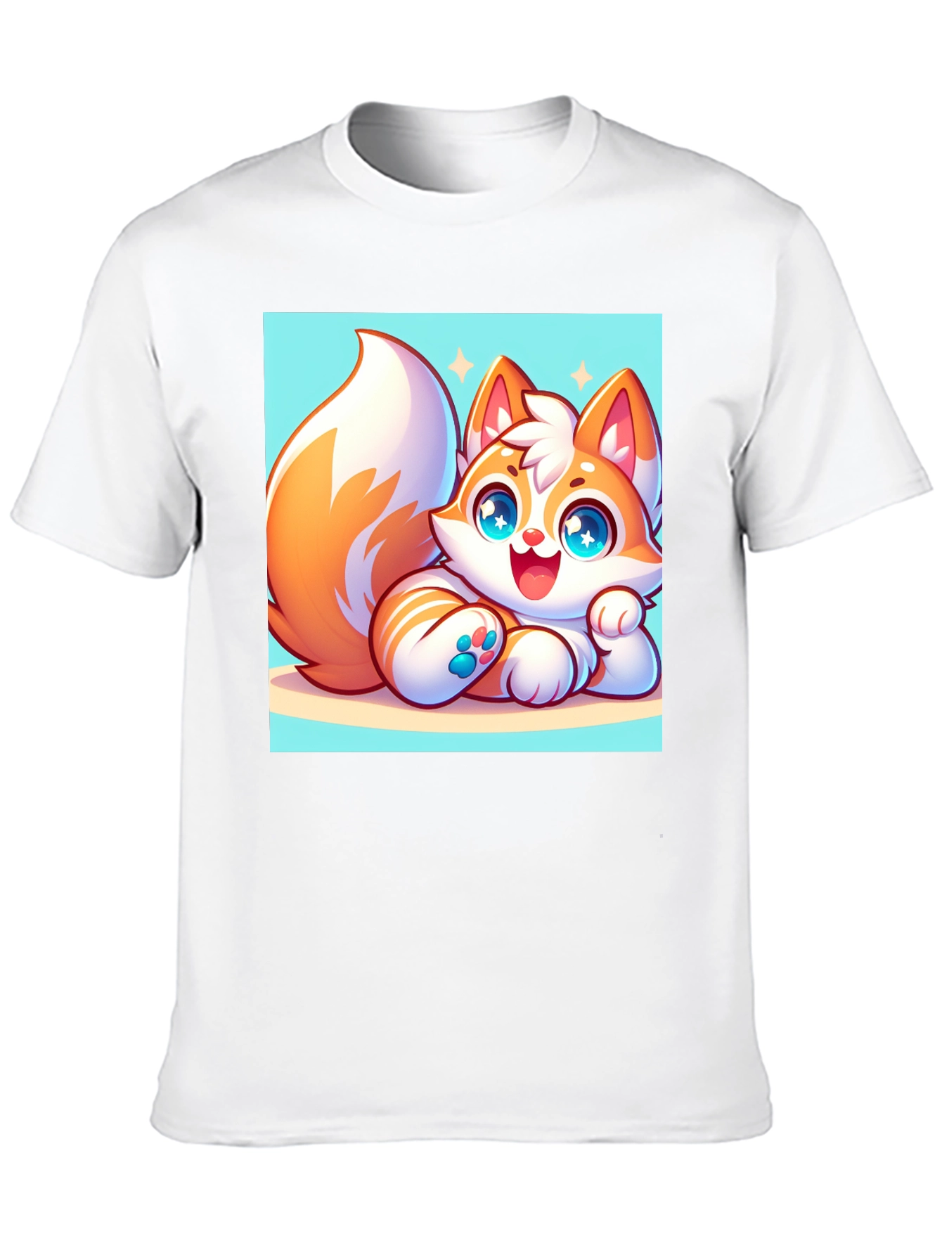 Cute Cartoon Fox Graphic Tee - Black T-Shirt