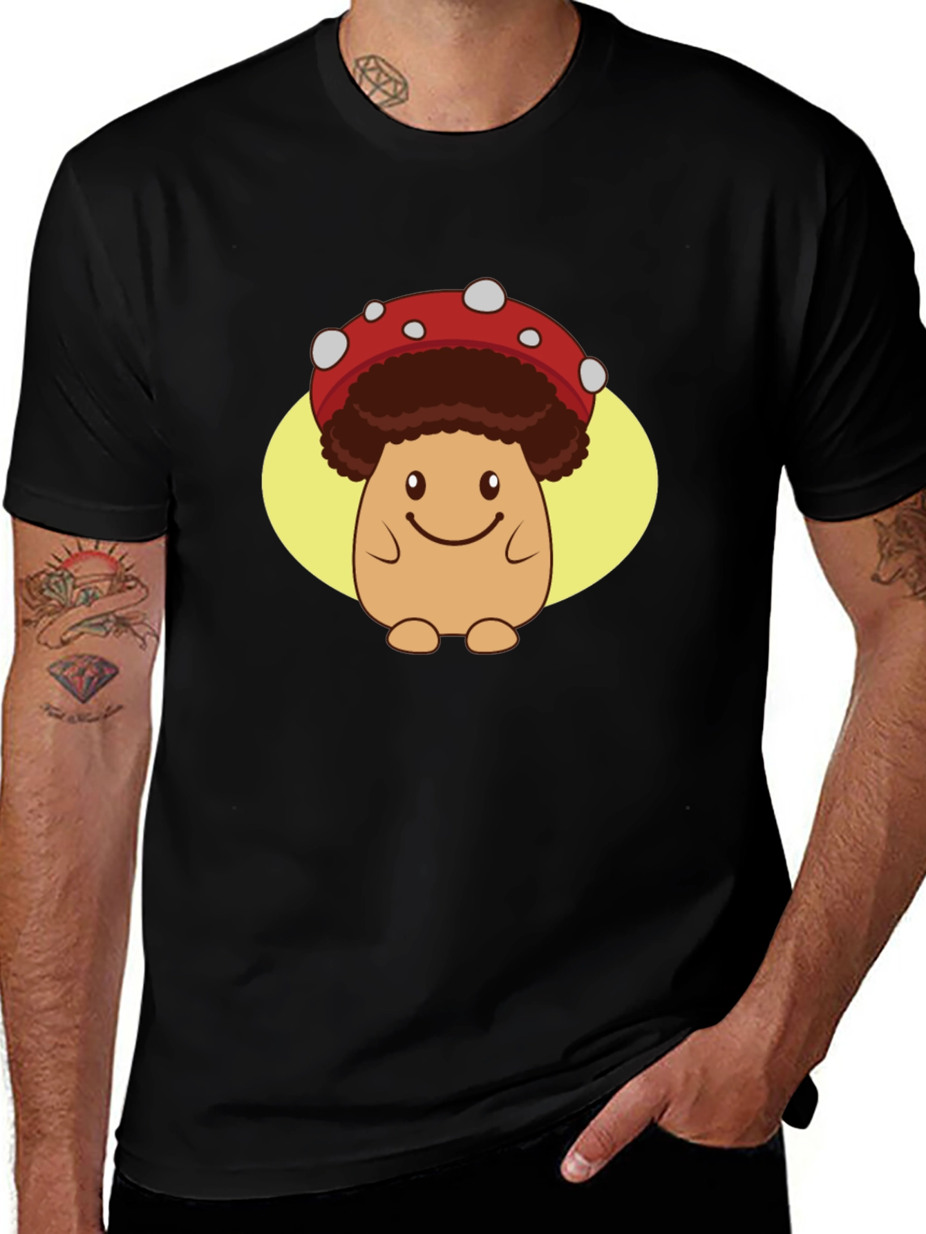 Mushroom Character Graphic T-Shirt