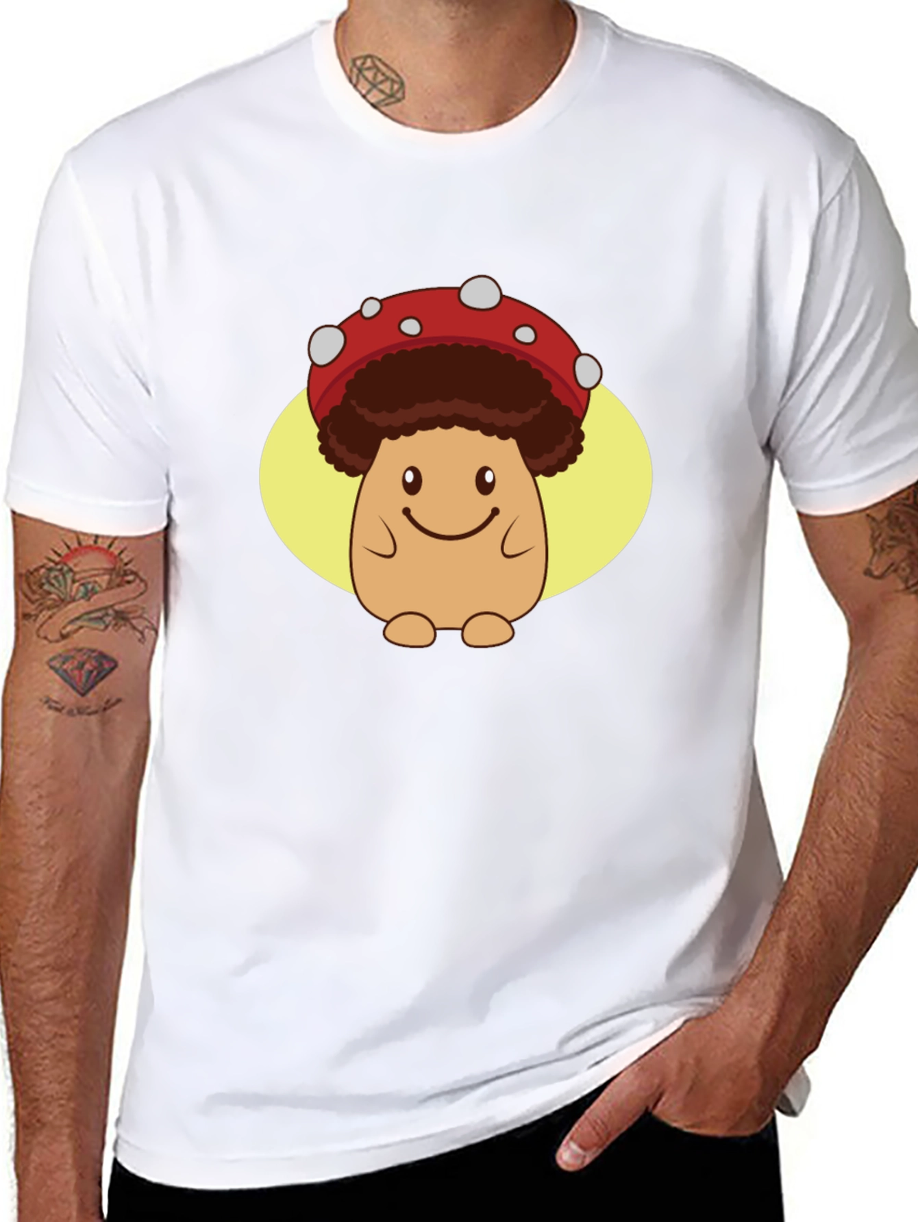 Mushroom Character Graphic T-Shirt