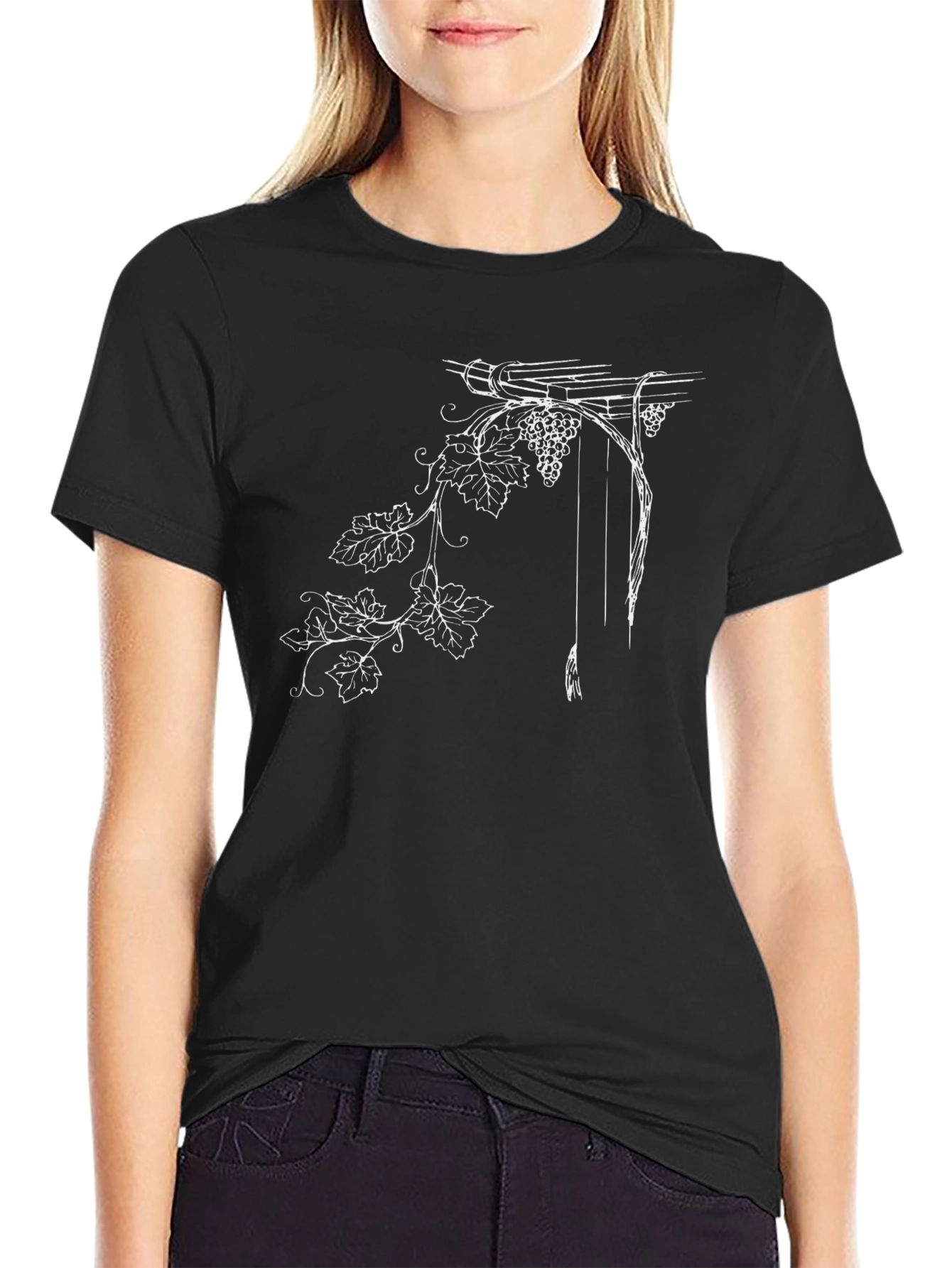 Grapes Vine Graphic T-Shirt - Stylish Black Tee