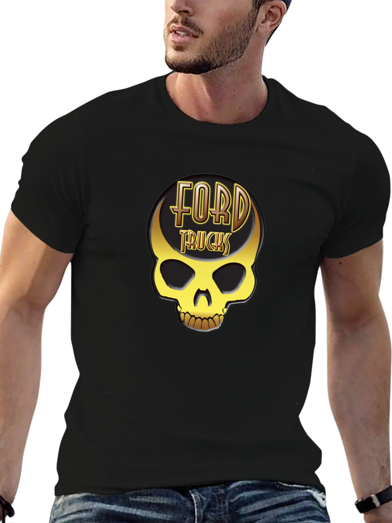 Ford Trucks Skull T-Shirt - Golden Graphic Tee