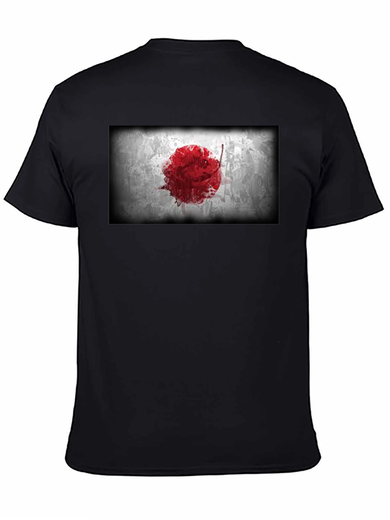 Japanese Flag Graphic Black T-Shirt - Grunge Design