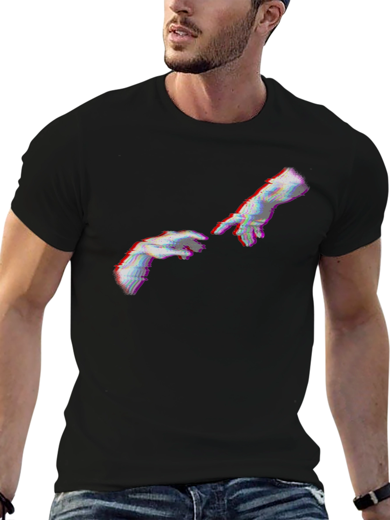 Creation of Adam Glitch T-Shirt - Black