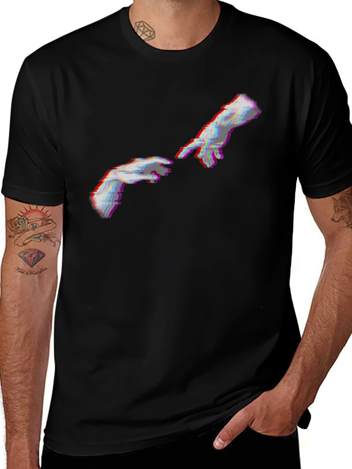 Creation of Adam Glitch T-Shirt - Black