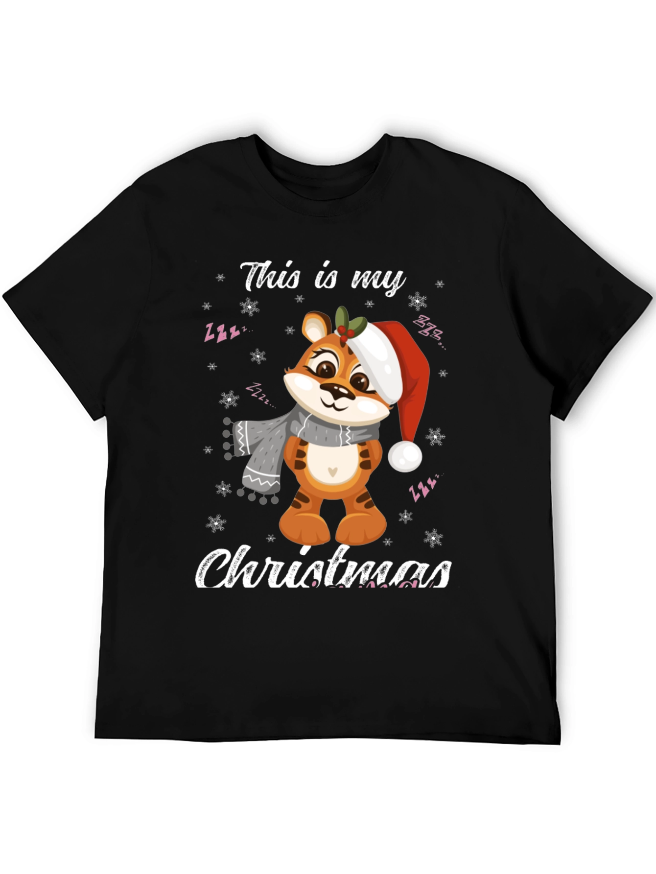 Christmas Tiger Graphic T-Shirt Holiday Apparel