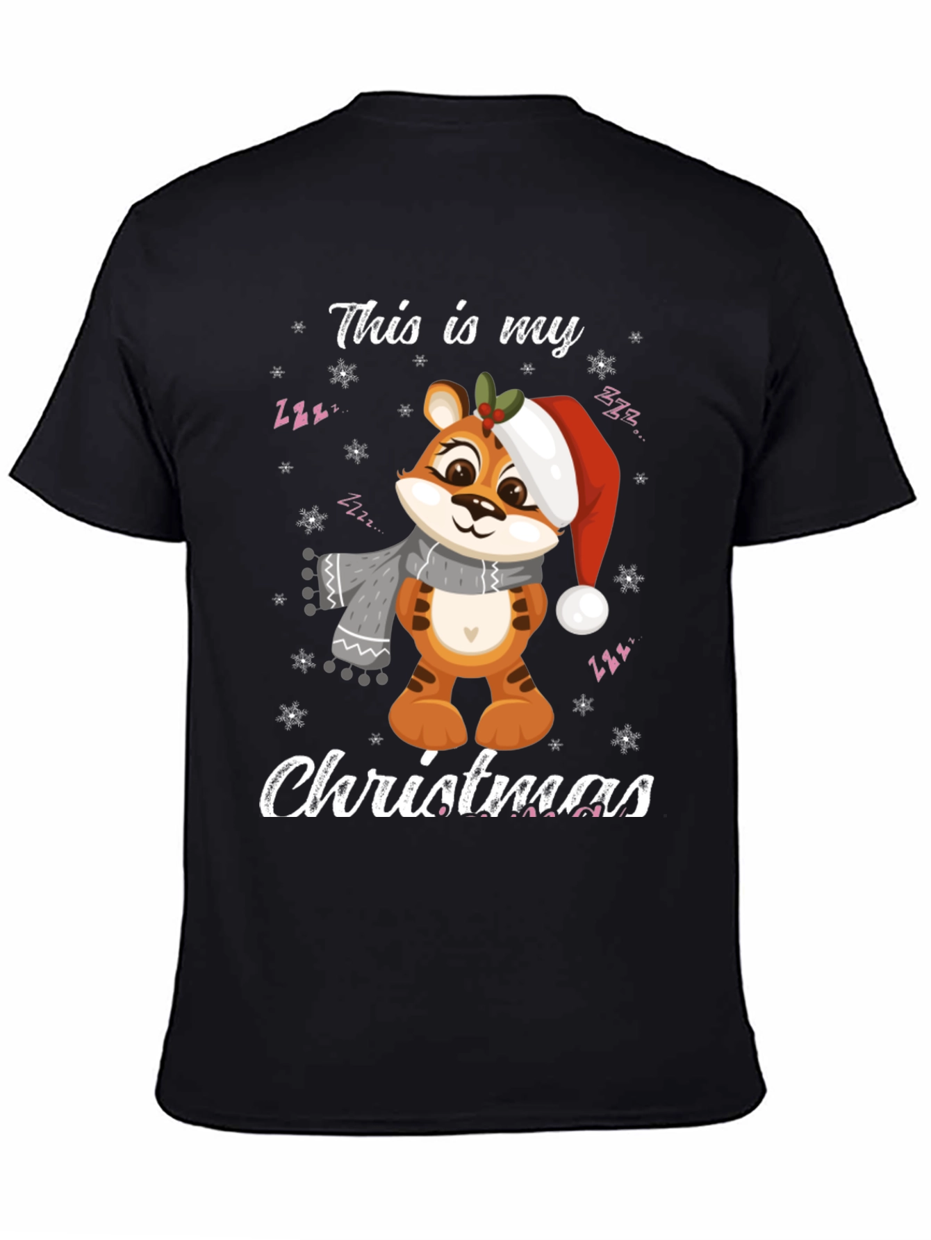 Christmas Tiger Graphic T-Shirt Holiday Apparel