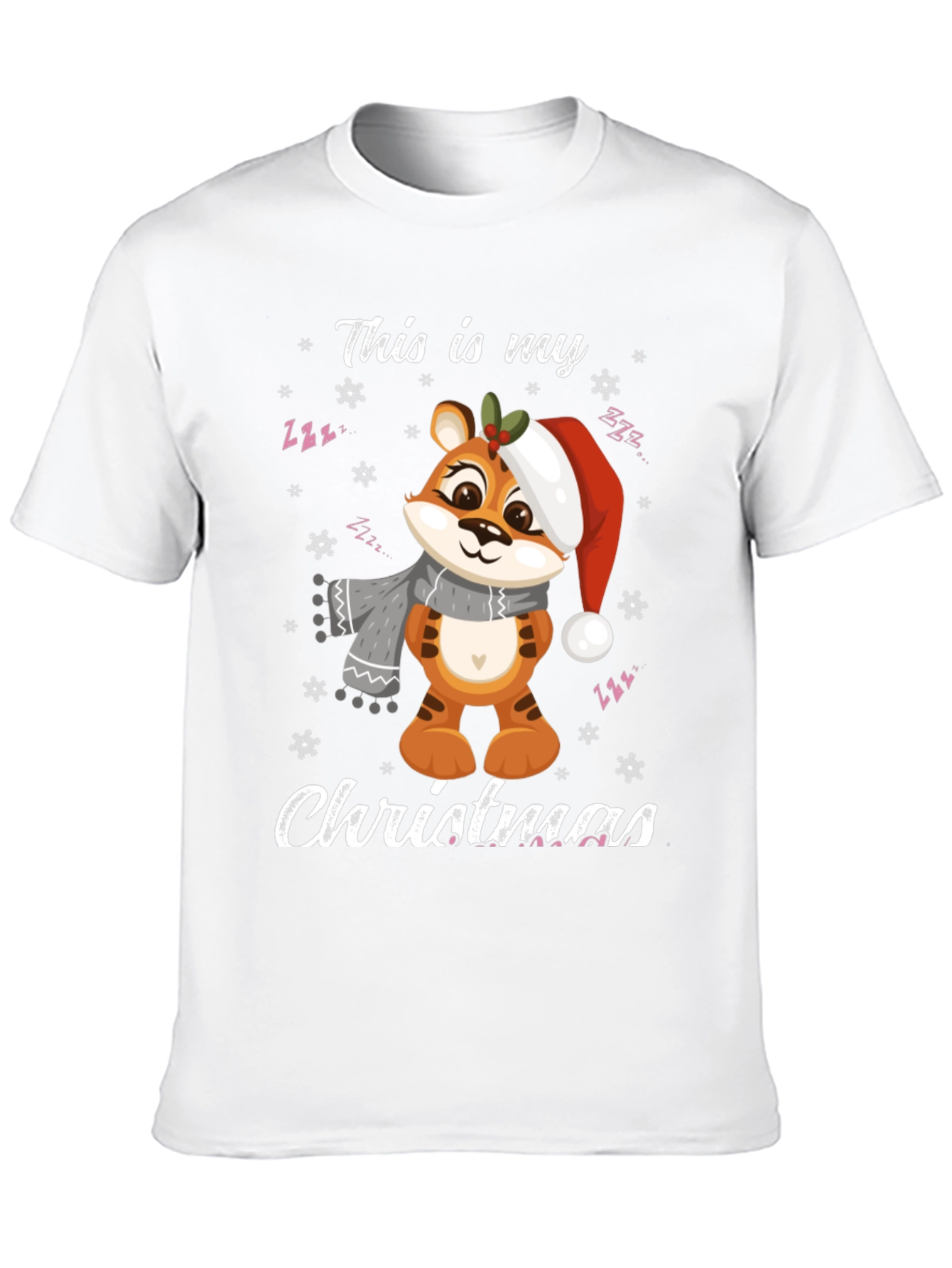 Christmas Tiger Graphic T-Shirt Holiday Apparel