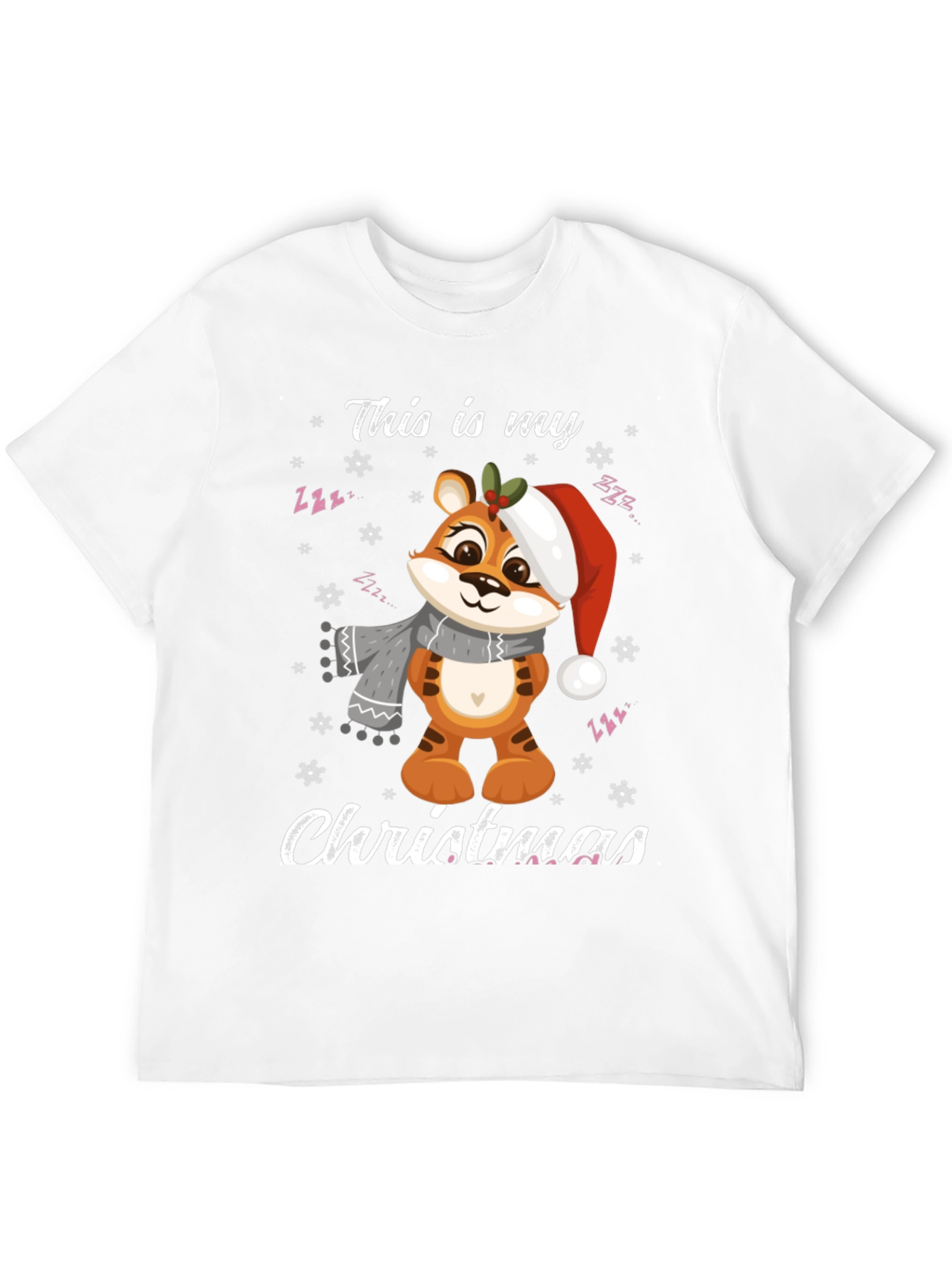 Christmas Tiger Graphic T-Shirt Holiday Apparel