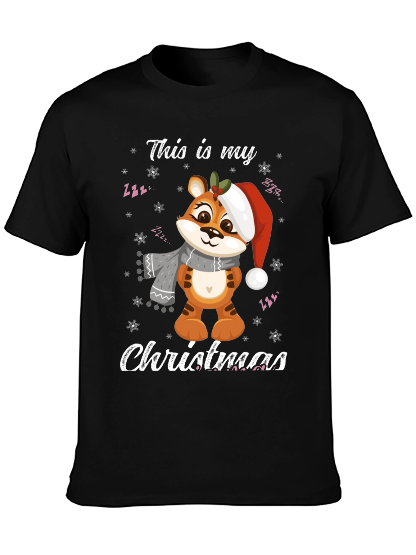 Christmas Tiger Graphic T-Shirt Holiday Apparel