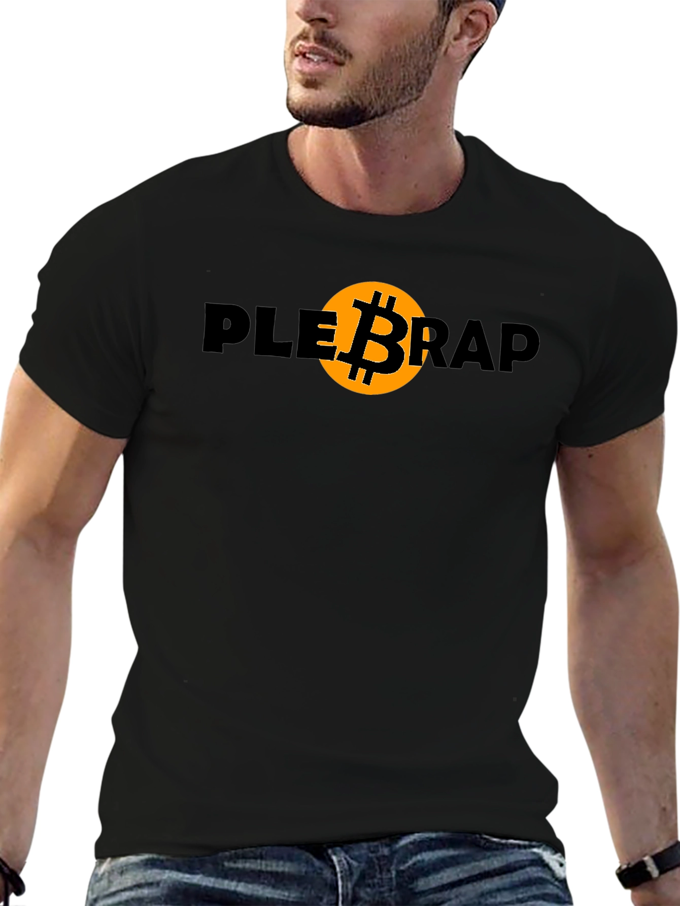 Plebrap Bitcoin Graphic Tee - Black Crypto T-Shirt