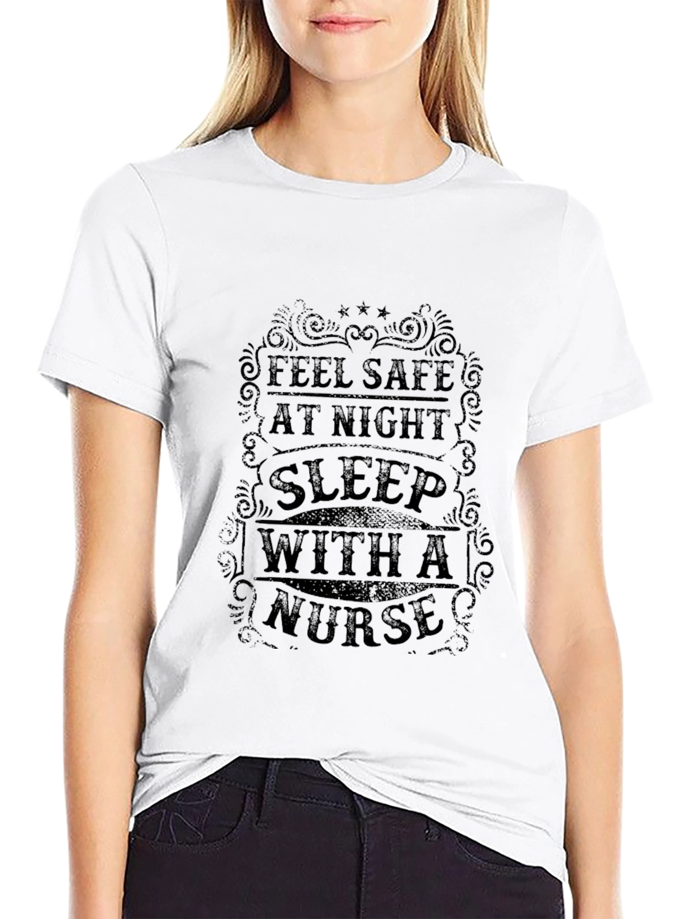Feel Safe At Night Nurse Graphic T-Shirt