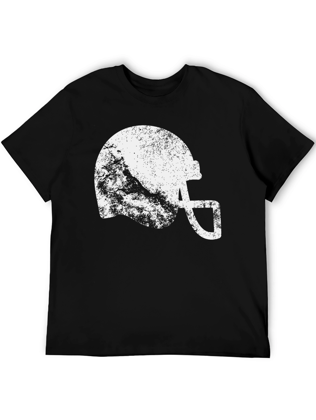 Distressed Football Helmet Graphic Tee - Black