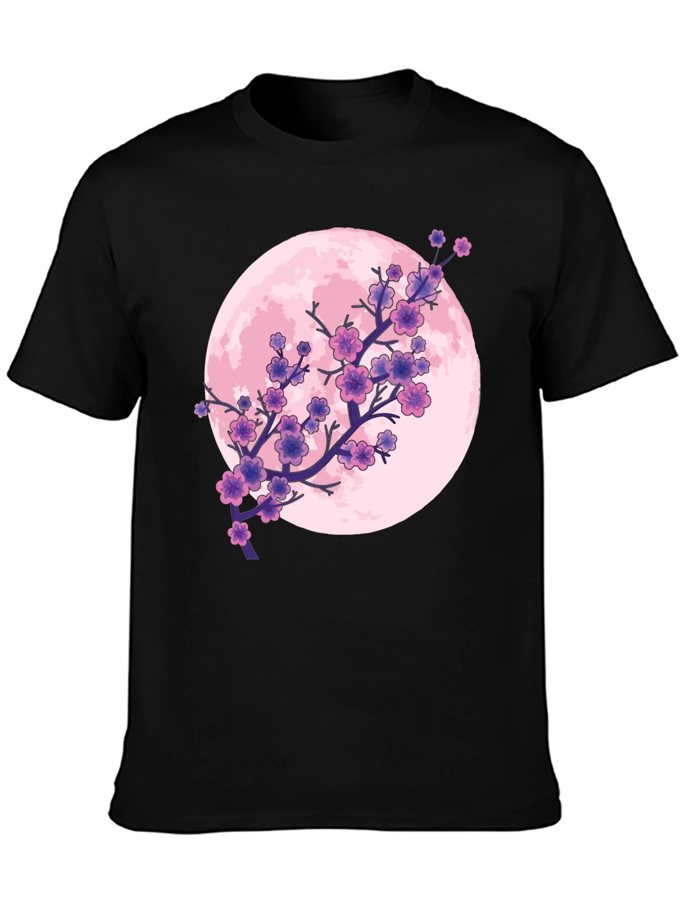 Sakura Moon Graphic T-Shirt - Stylish Blossom Design