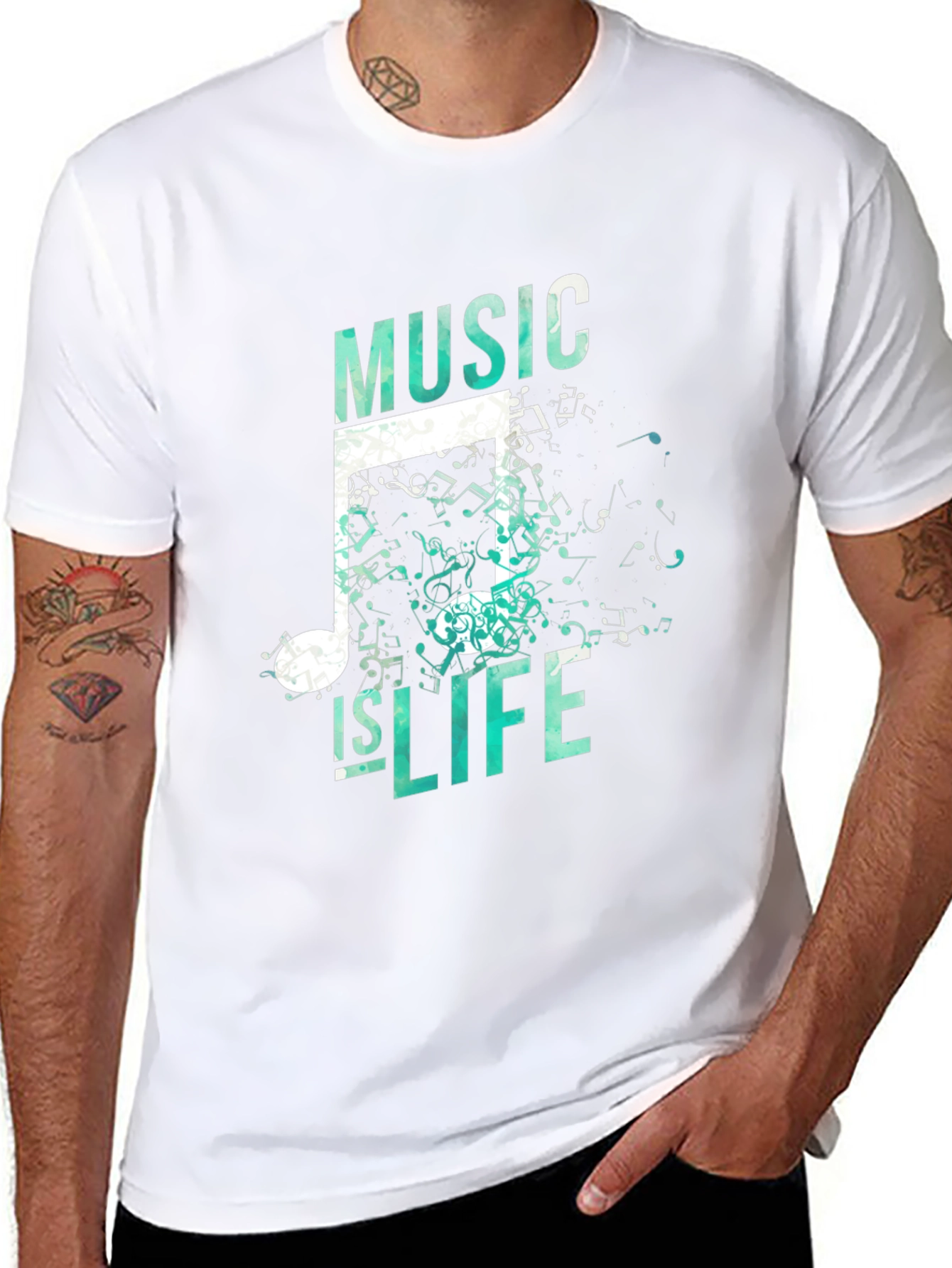 Music is Life Graphic Tee - Mens Black T-Shirt