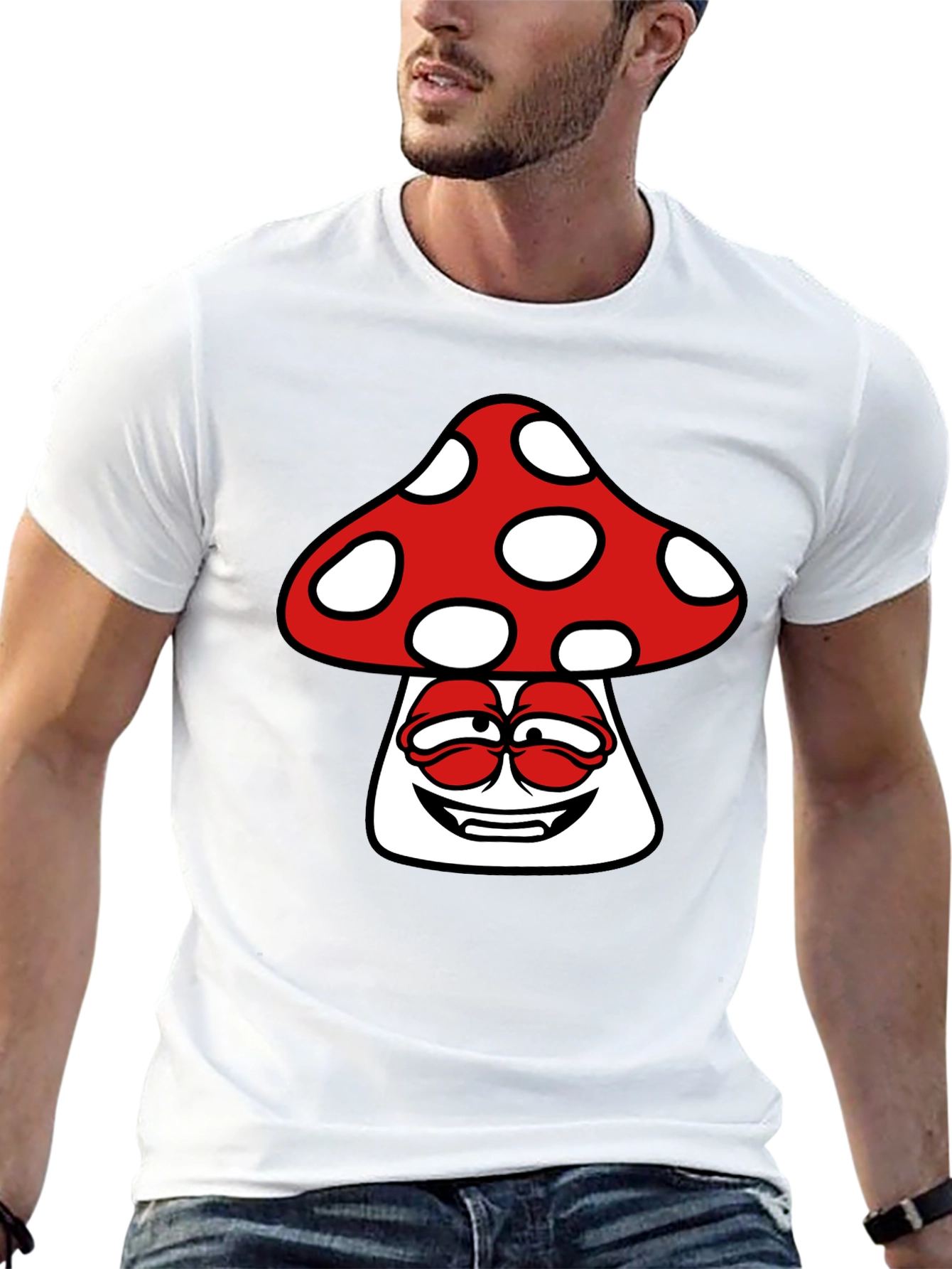 Mushroom Graphic Print Mens Black T-Shirt