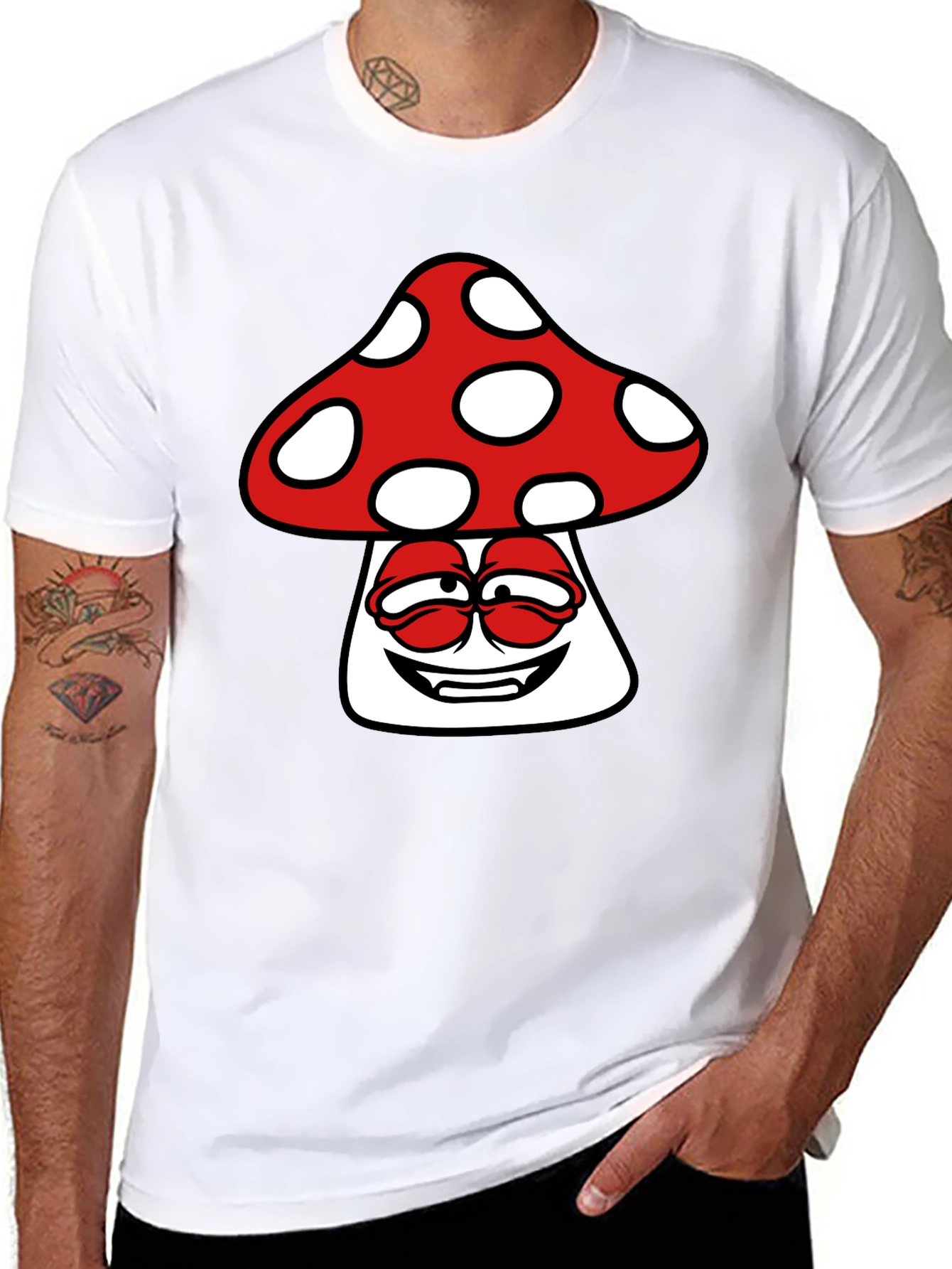 Mushroom Graphic Print Mens Black T-Shirt